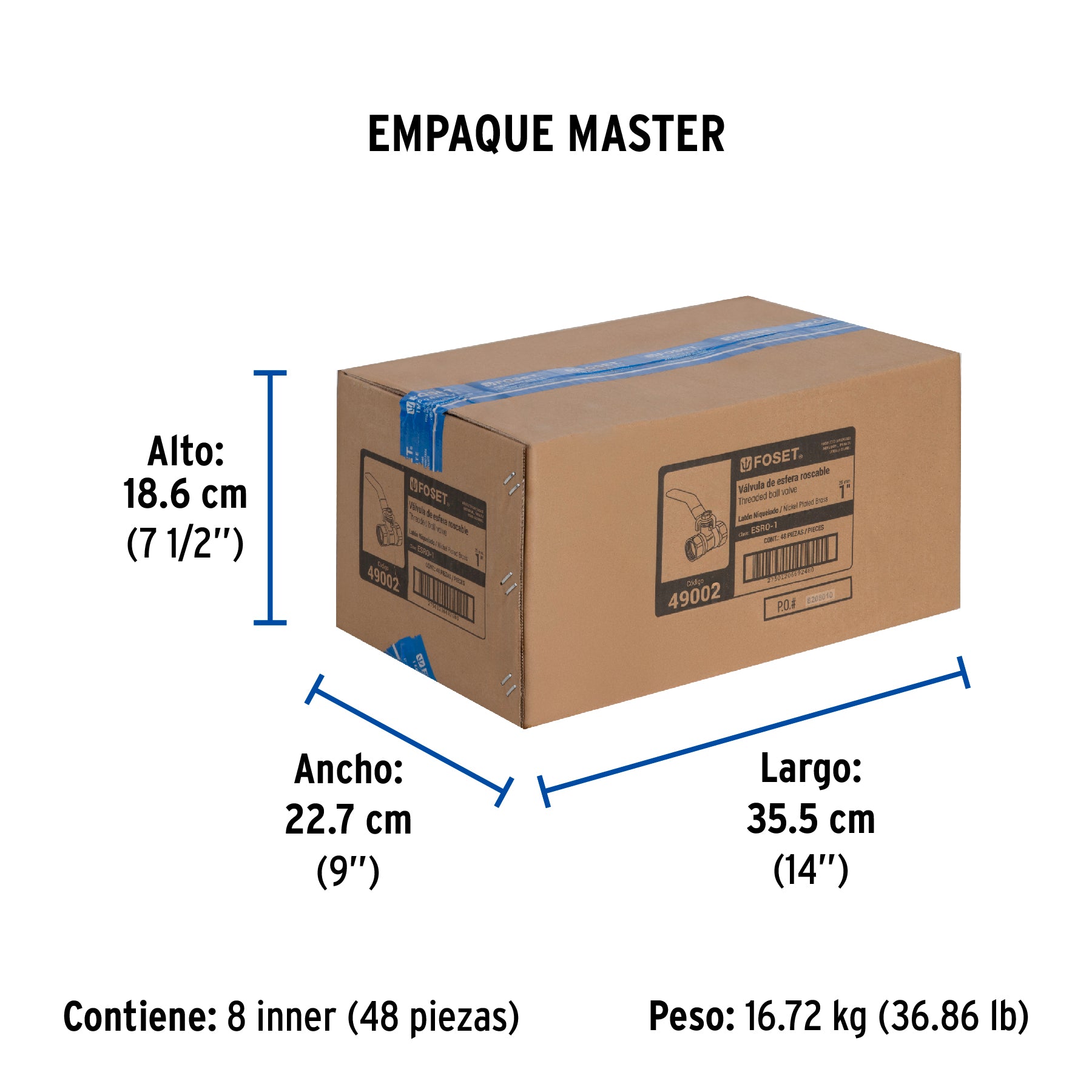 Valvula Esfera Roscable WOG Foset 200 PSI 1" (25 mm)