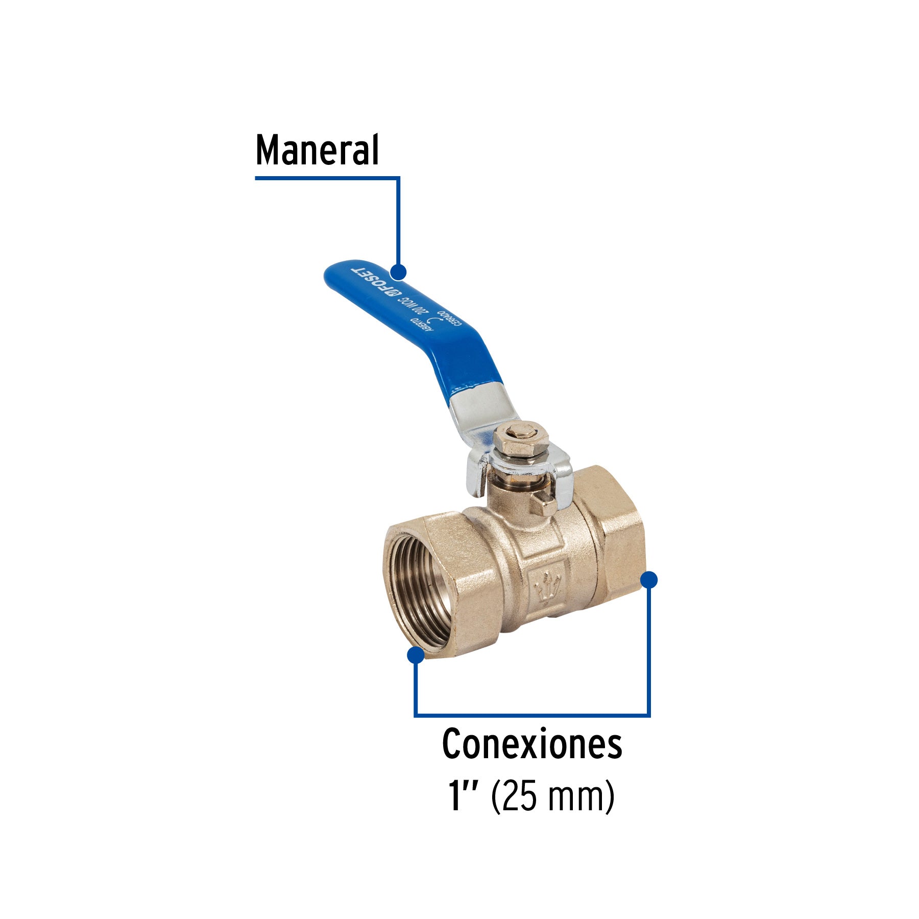 Valvula Esfera Roscable WOG Foset 200 PSI 1" (25 mm)