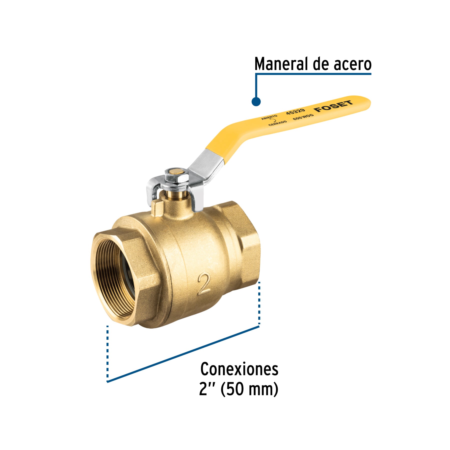 Valvula Esfera para Gas Roscable WOG Alta Presion Foset 2" (50 mm)