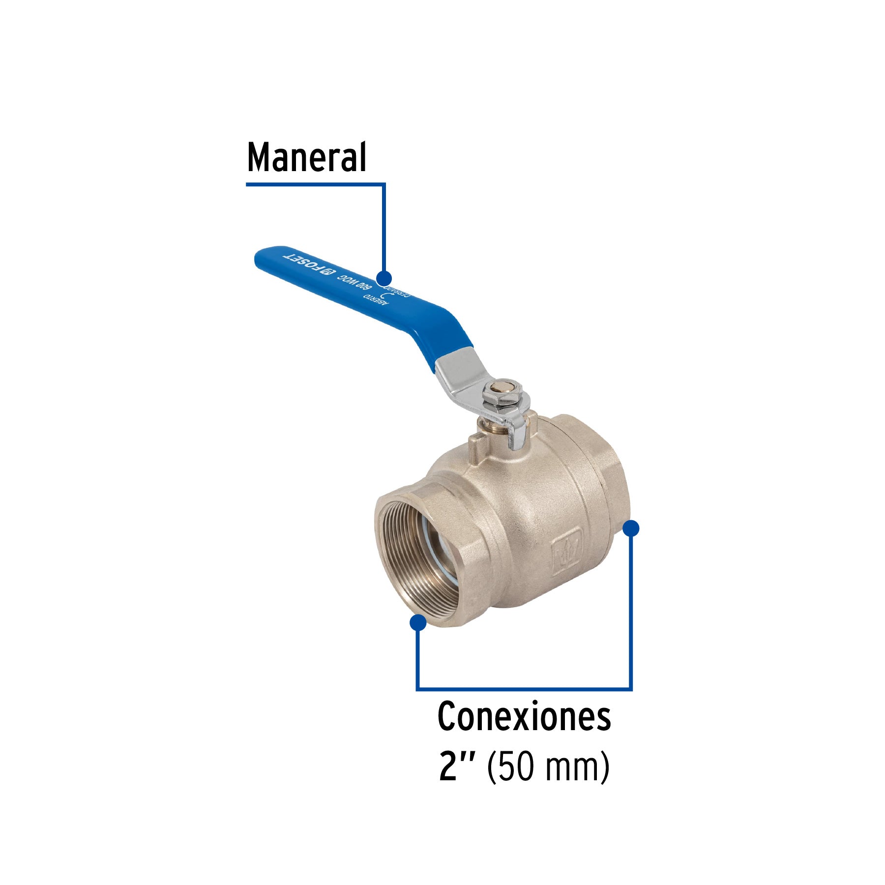 Valvula Esfera Roscable WOG Foset 600 PSI 2" (50 mm)