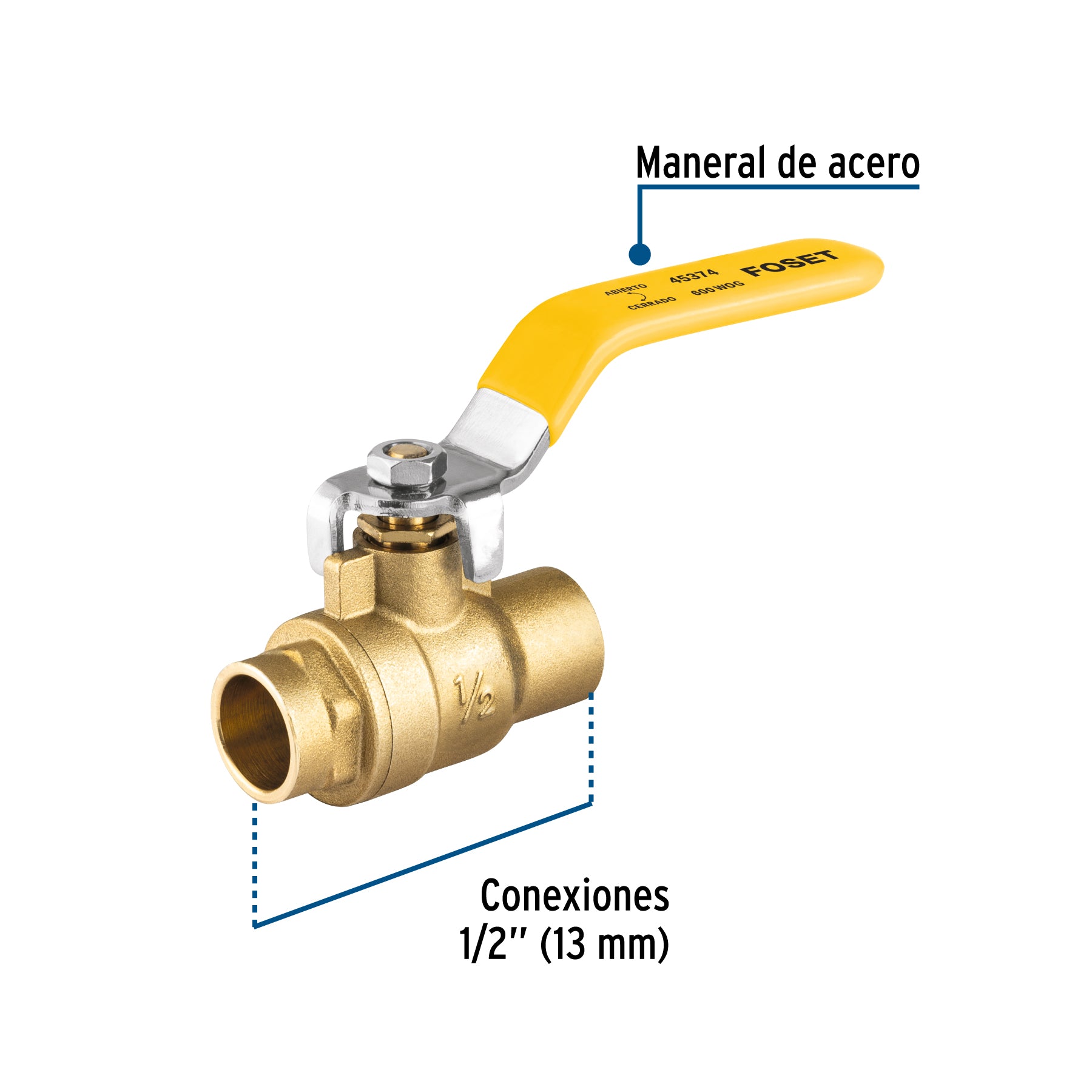 Valvula Esfera para Gas Soldable WOG Alta Presion Foset 1/2" (13 mm)