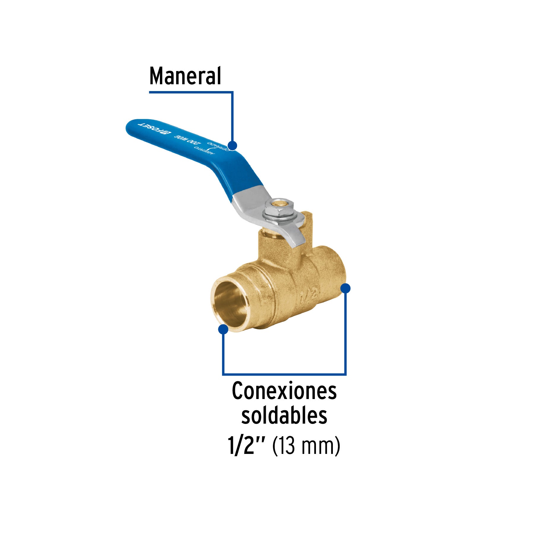 Valvula Esfera Soldable WOG Foset 600 PSI 1/2" (13 mm)