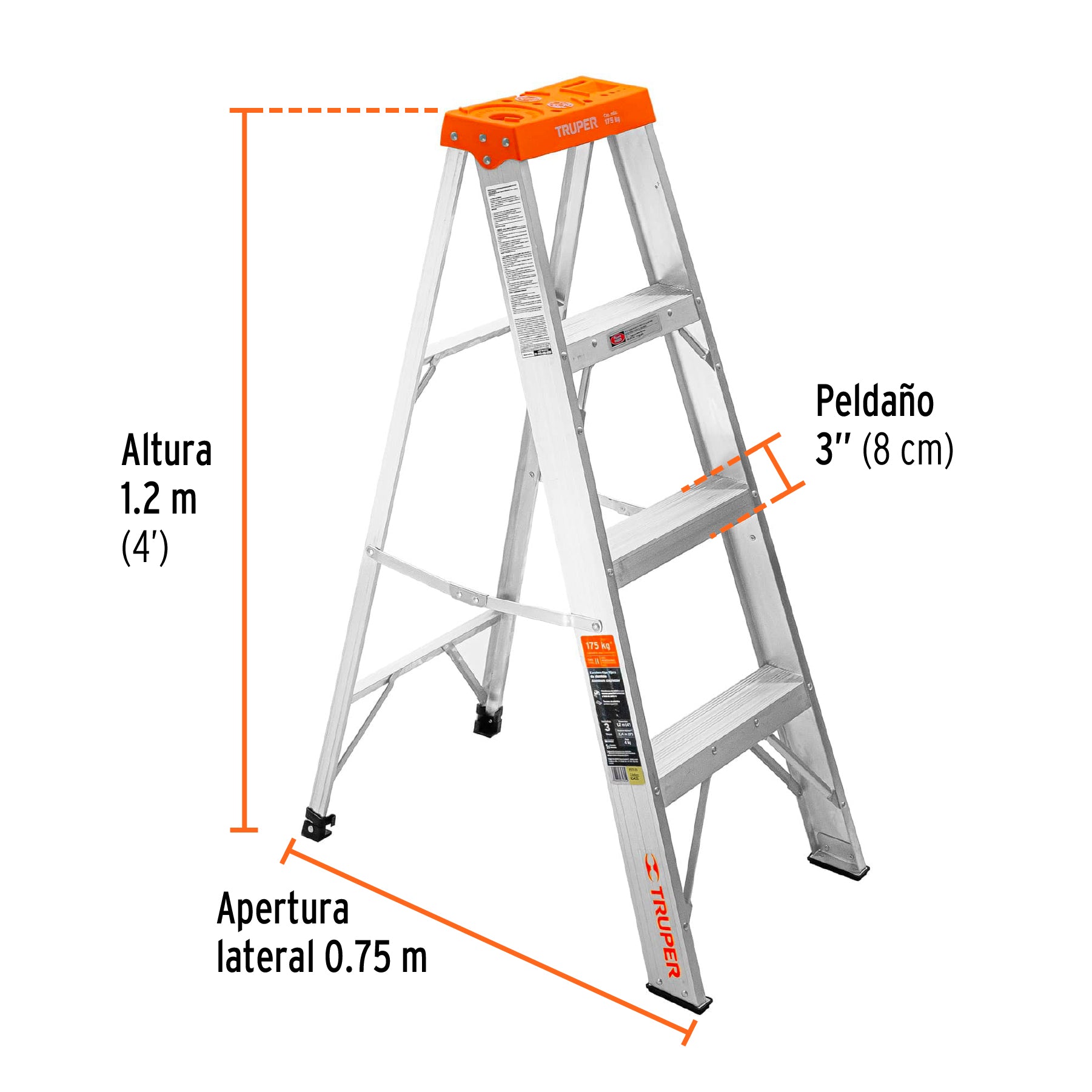 Escalera Tipo Tijera Tipo II Truper 3 Peldaños sin Bandeja