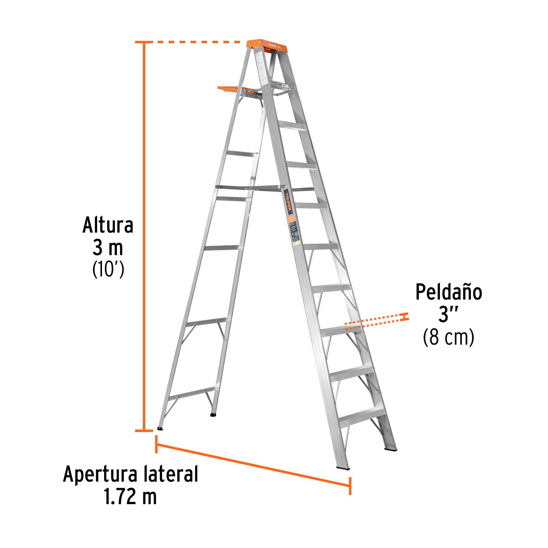Escalera Tipo Tijera Tipo II Truper 9 Peldaños con Bandeja