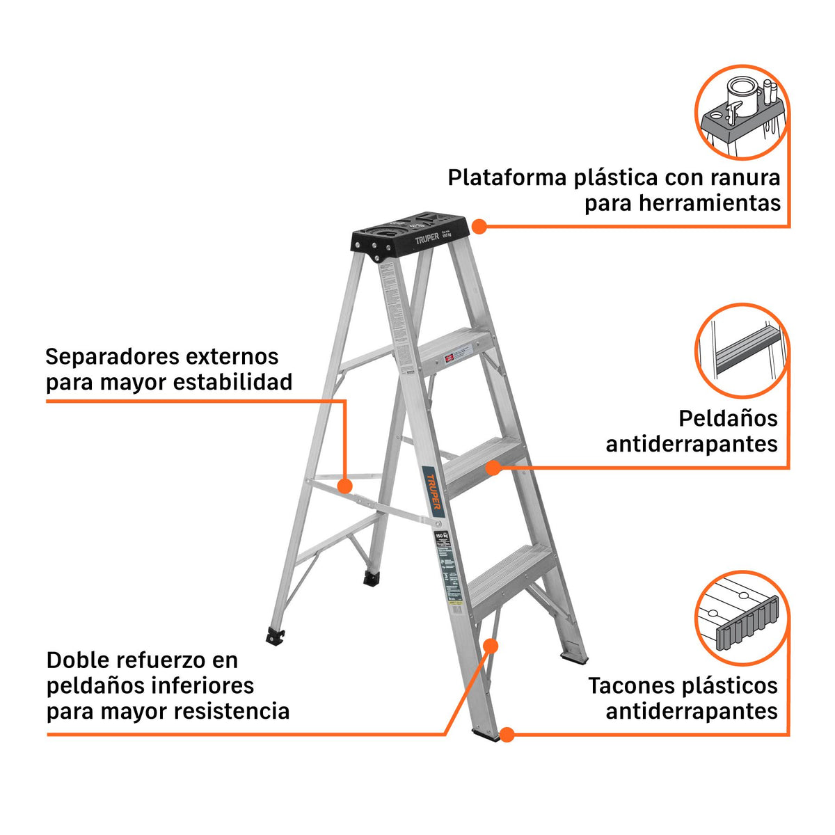 Escalera de Tijera Tipo III Truper 3 Peldaños