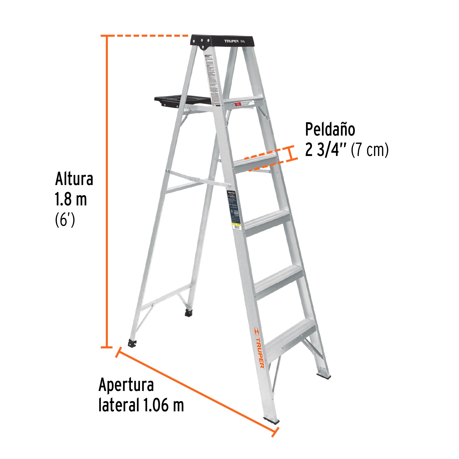 Escalera Tipo Tijera Tipo III Truper 5 Peldaños con Bandeja