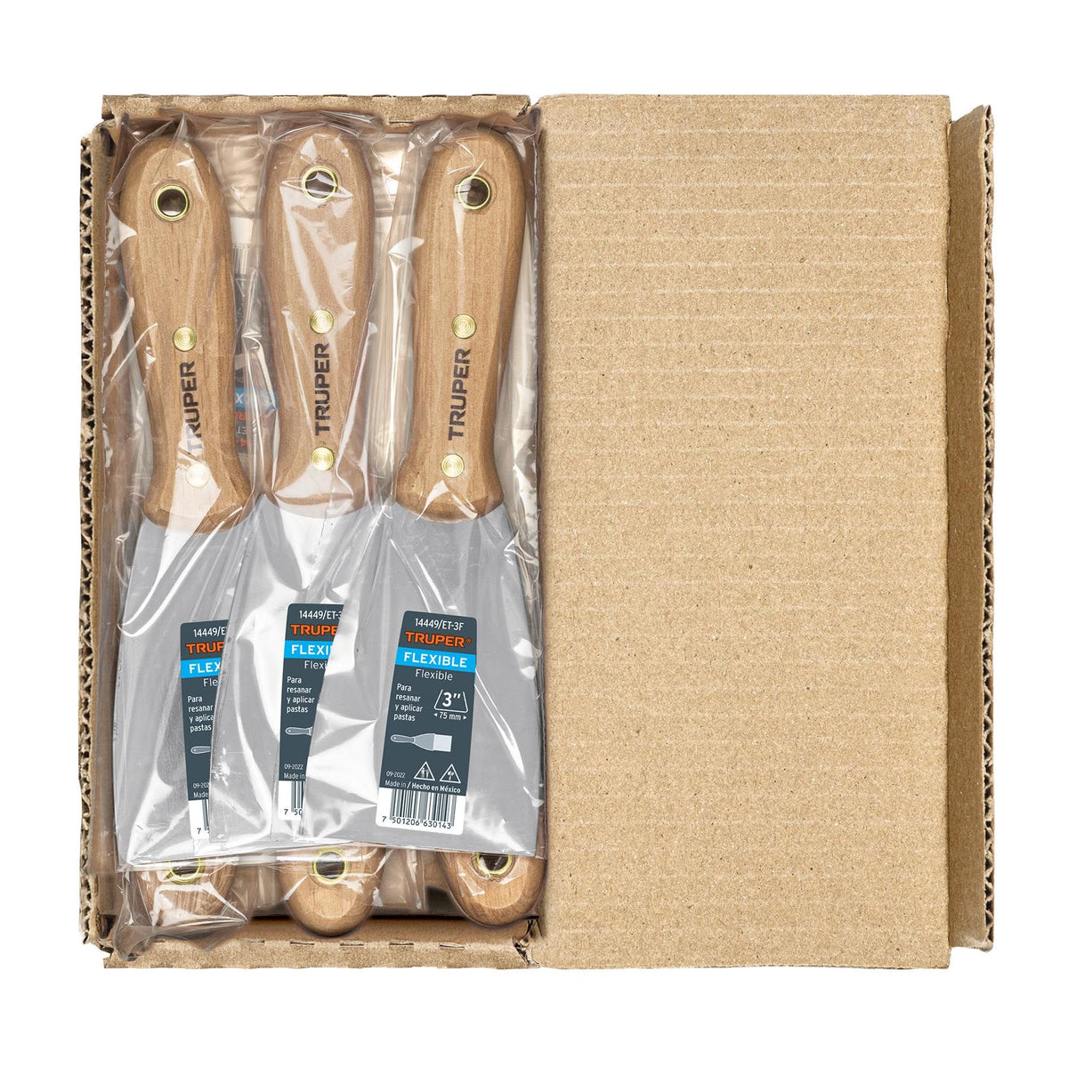Espatula Flexible Mango Madera Truper 3"