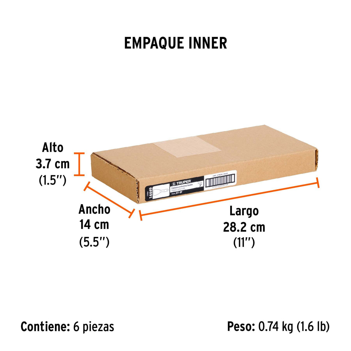 Espatula Flexible Mango Madera Truper 3"
