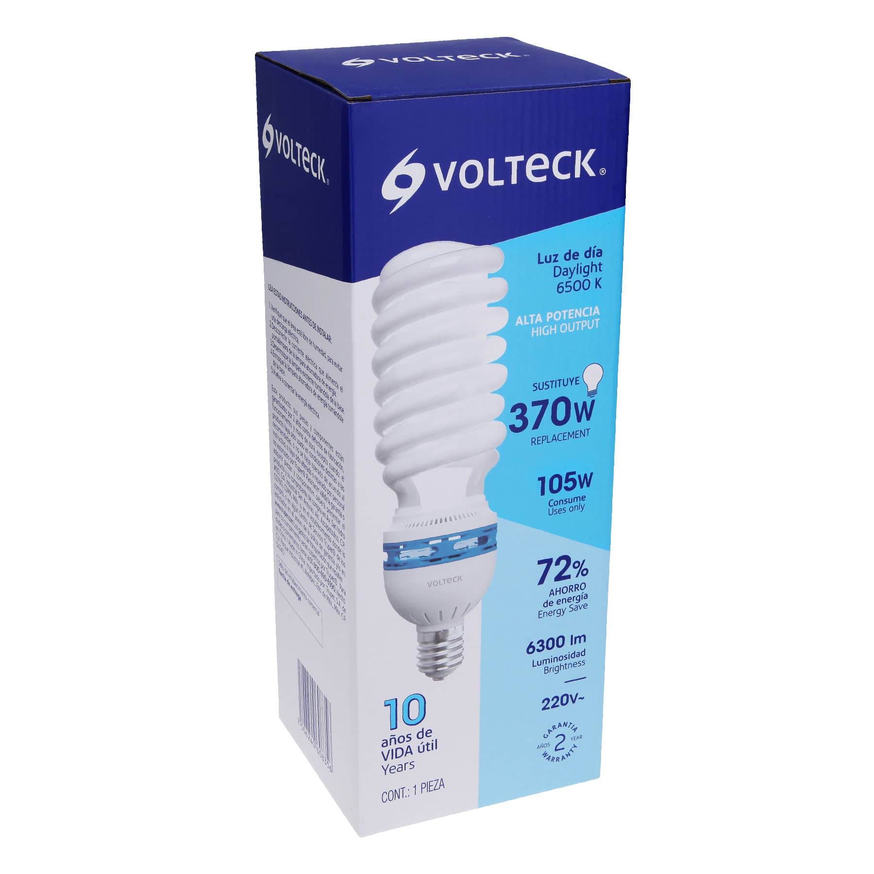 Foco Ahorrador Espiral 105 Watts Base Mogul Volteck