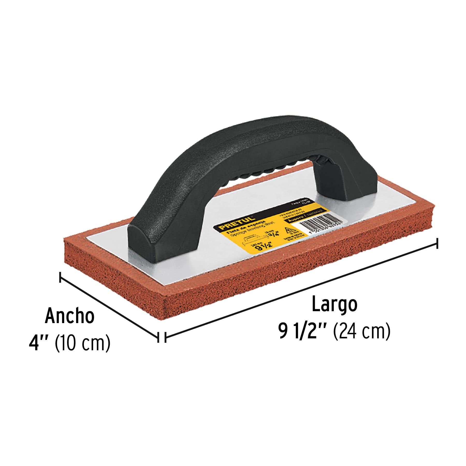 Flota de Esponja 9"1/2 x 4" Mango Plastico Acabado Aspero Pretul