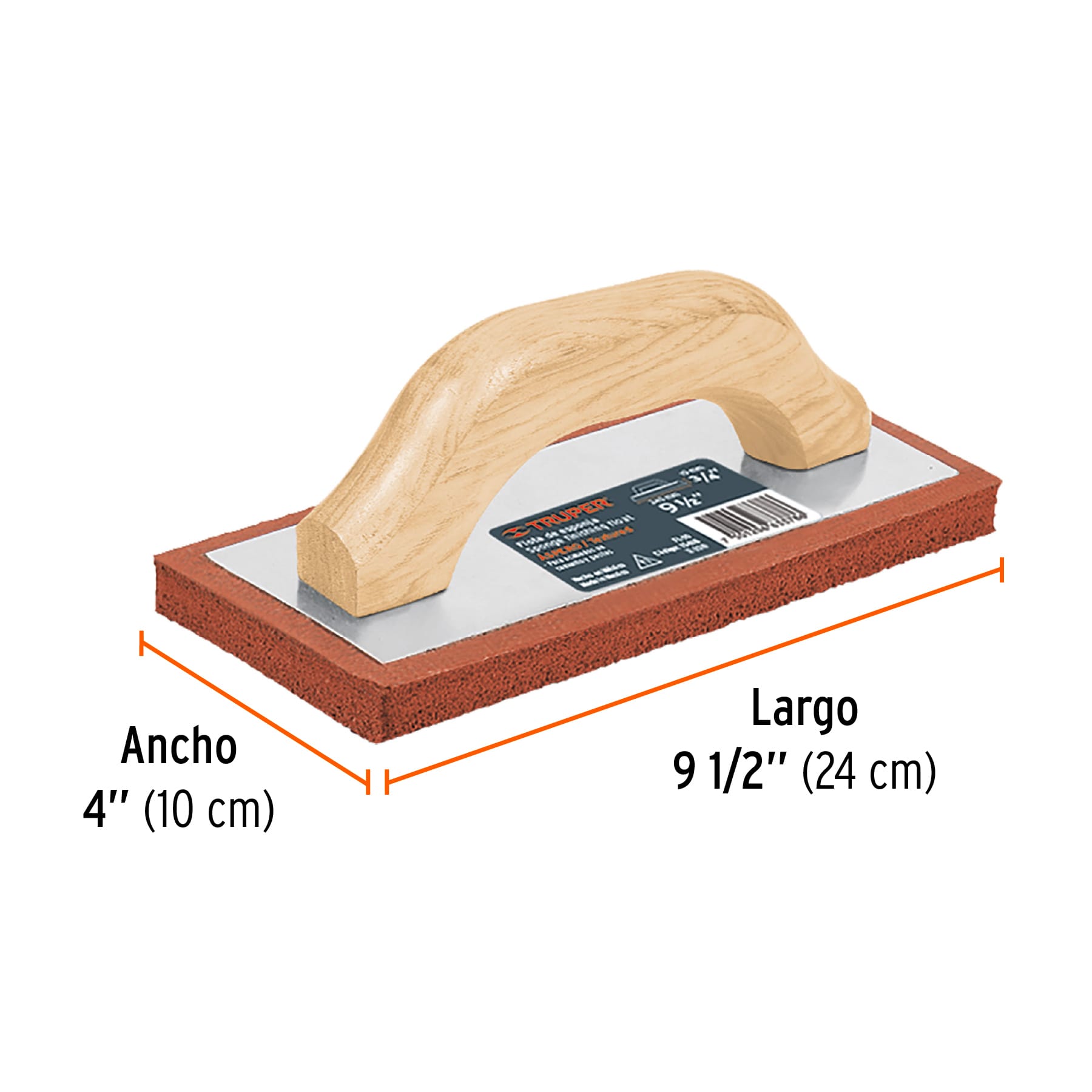 Flota de Esponja 9"1/2 x 4" Profesional Mango de Madera Acabado Aspero Truper
