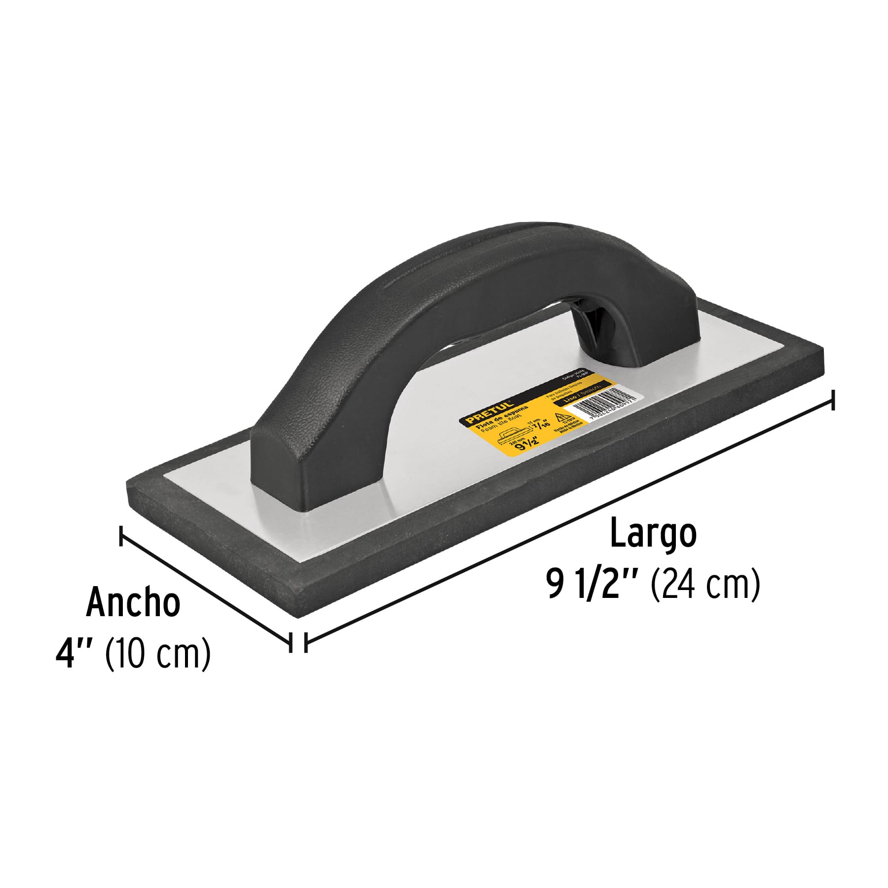 Flota de Espuma 9"1/2 x 4" Mango Plastico Acabado Liso Pretul