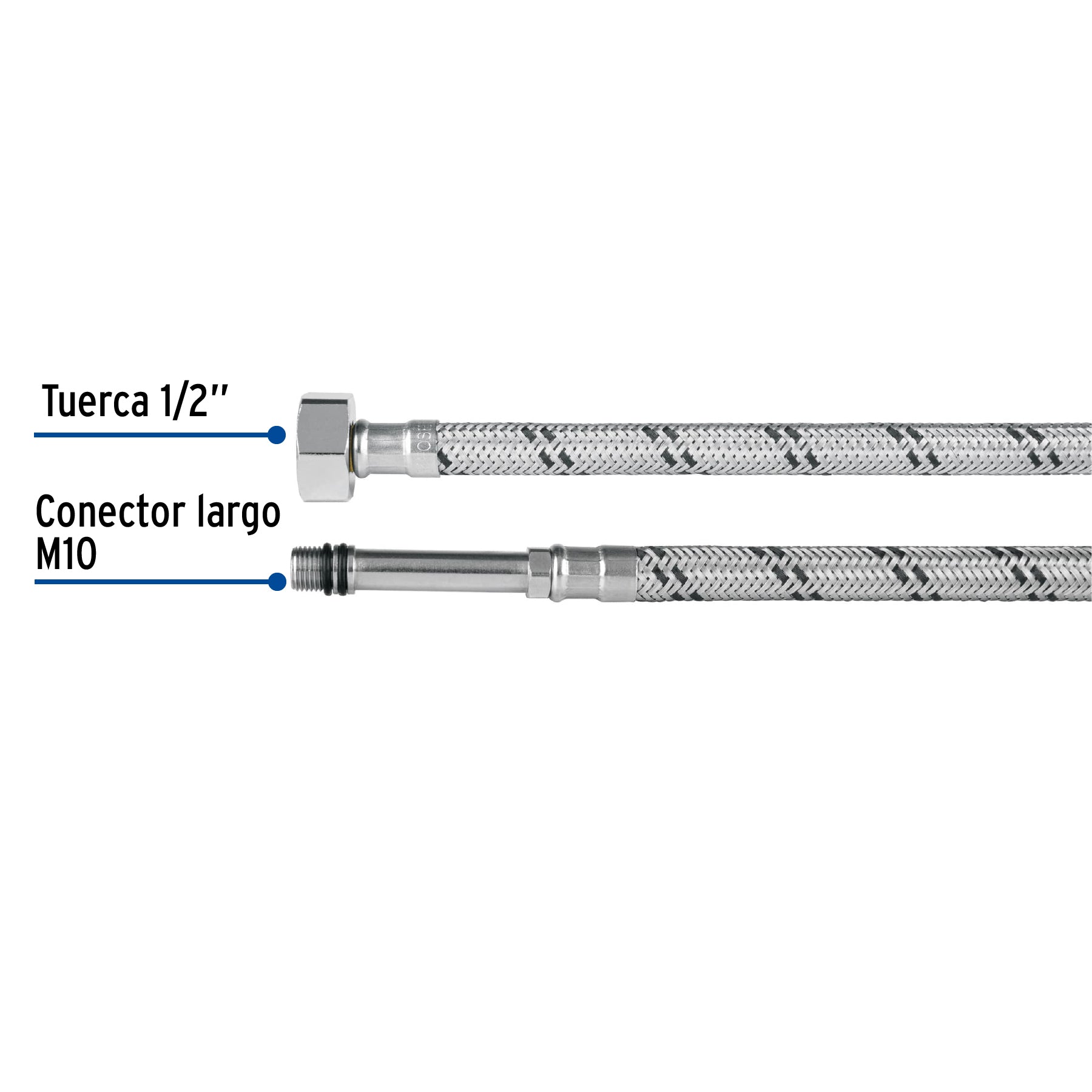 Conector Flexible para Monomando 55 cms 1/2" X M10 Foset