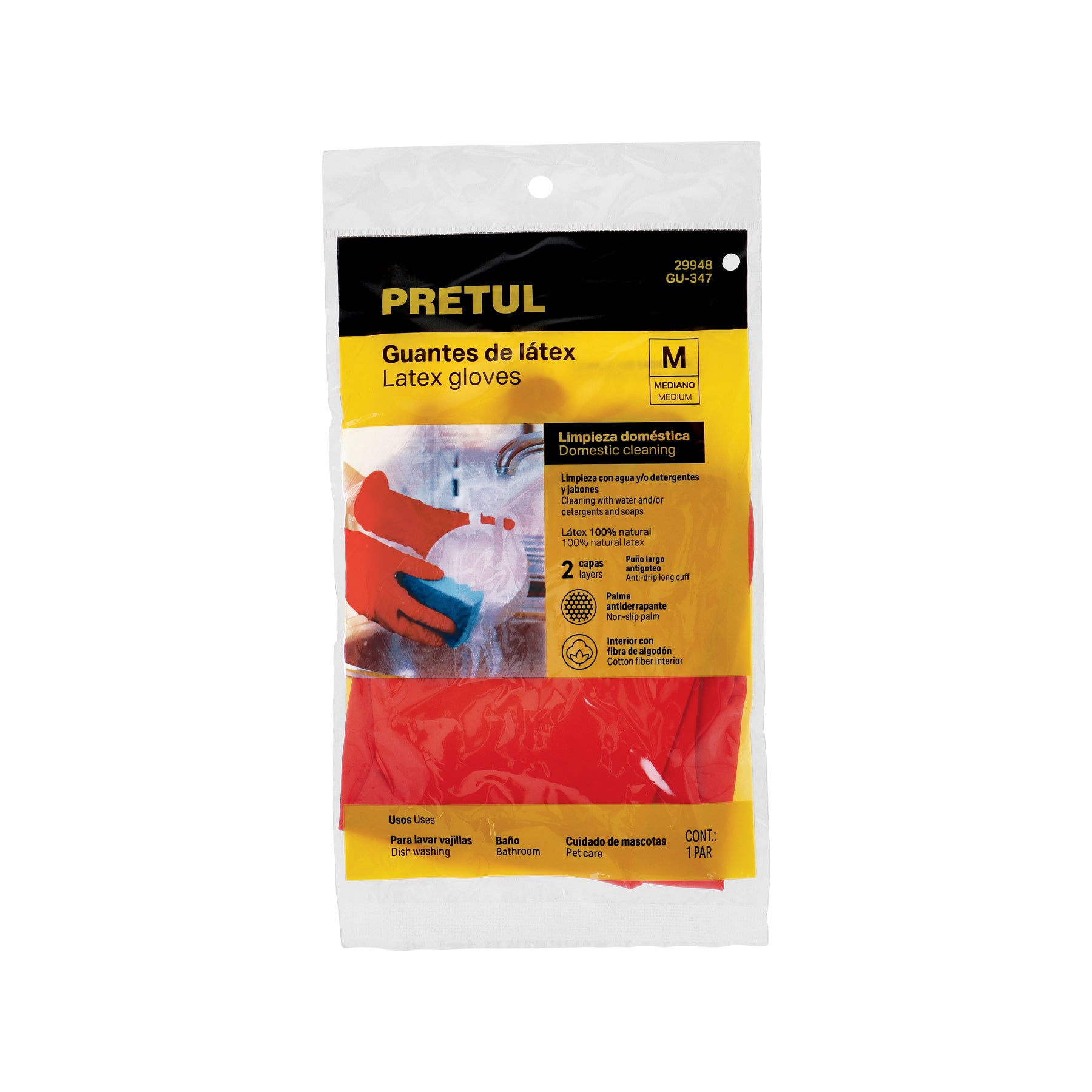 Guantes de Latex Grabado Rojo Pretul Talla 8 Mediana