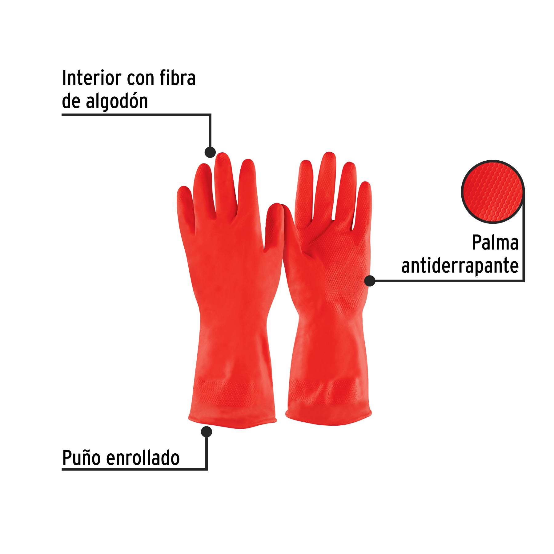 Guantes de Latex Grabado Rojo Pretul Talla 8 Mediana