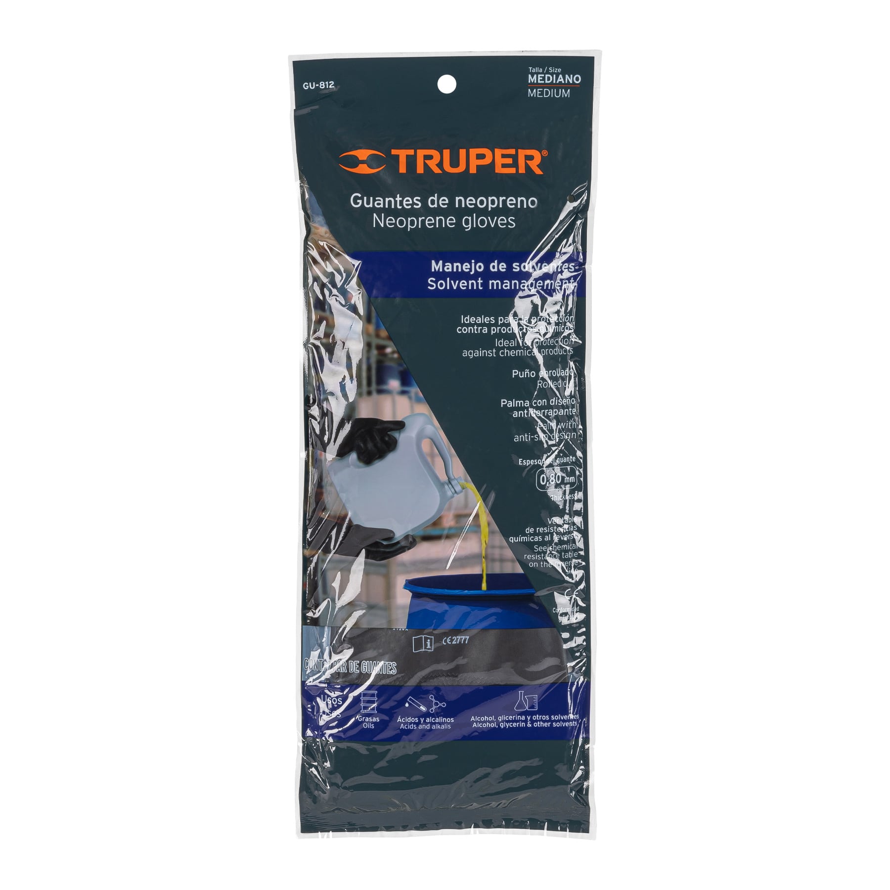 Guantes de Neopreno para Manejo de Químicos TRUPER Talla Mediana