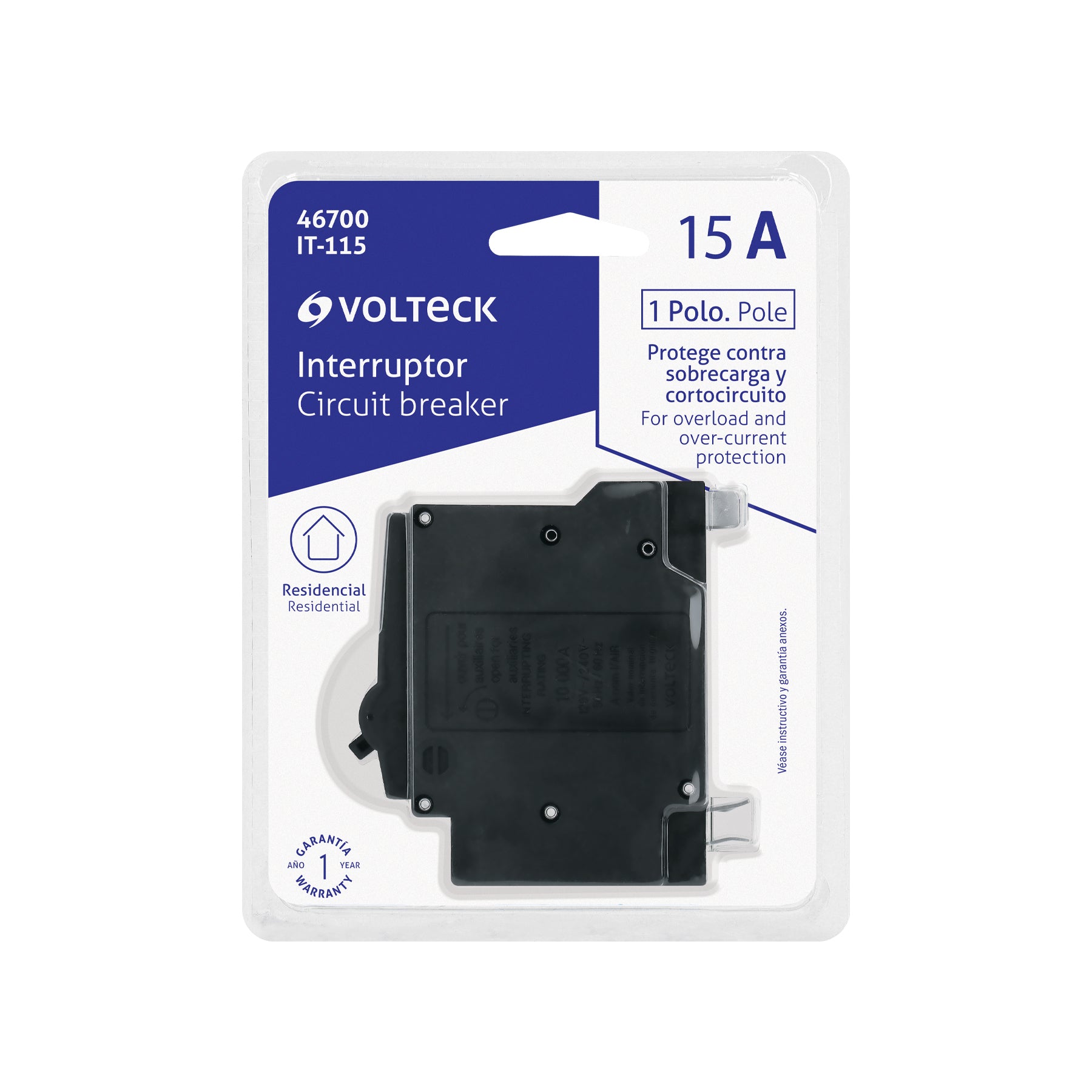 Interruptor Termomagnetico Volteck 1 Polo 15 Amperes