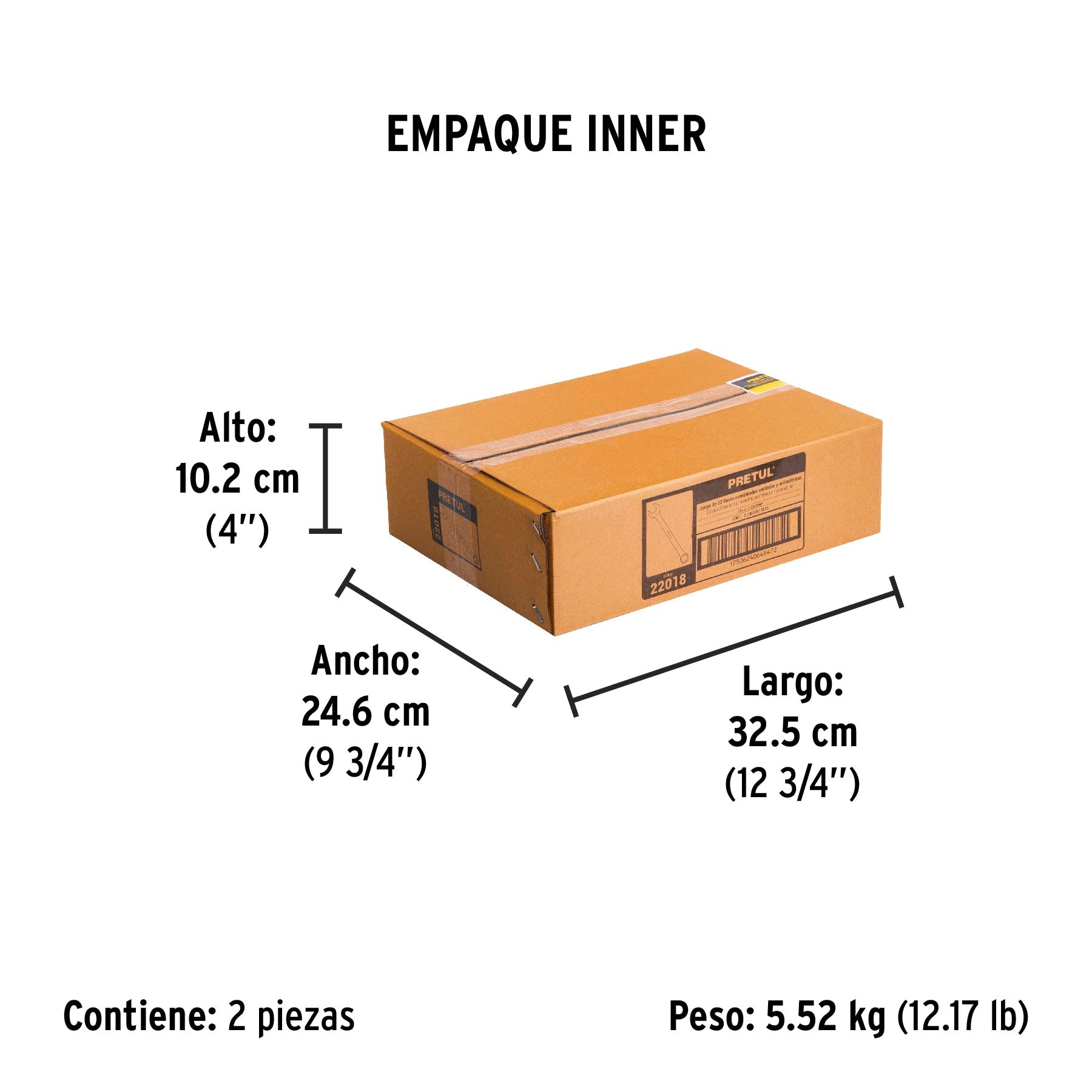 Juego de 22 Llaves Combinadas STD y MM PRETUL