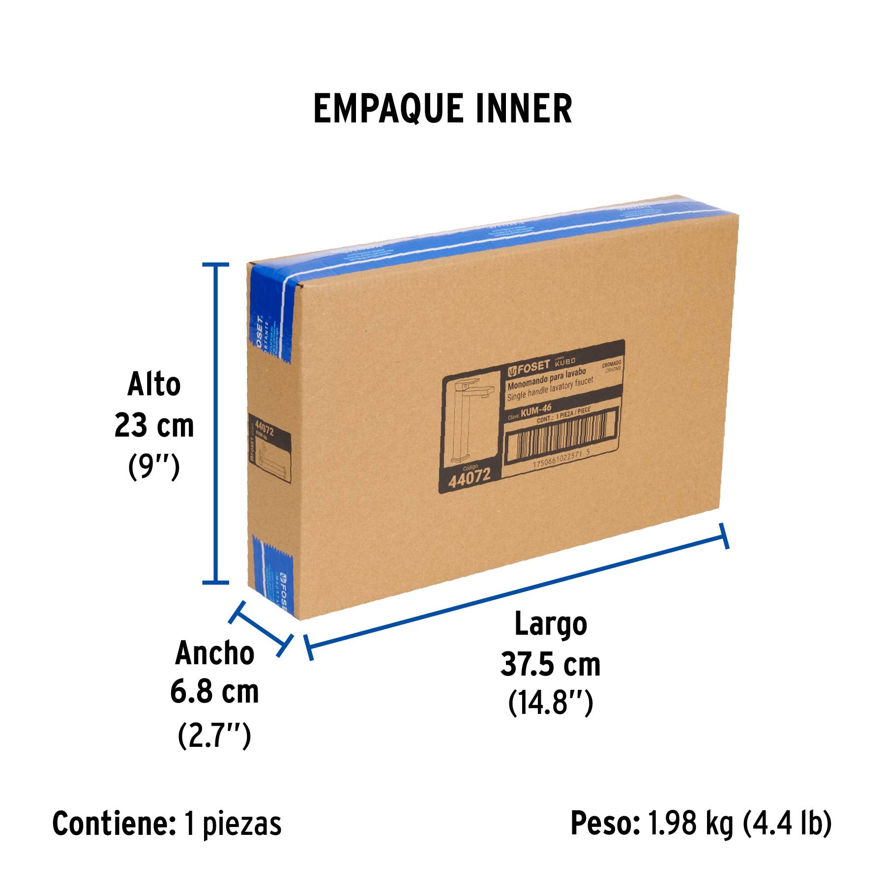 Monomando para Lavabo Alto FOSET KUBO Acabado Cromo