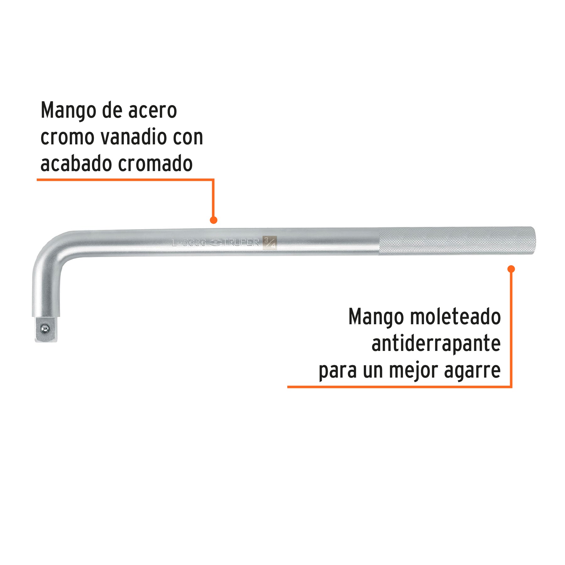 Mango en "L" Cuadro 3/4" Largo 18" Truper