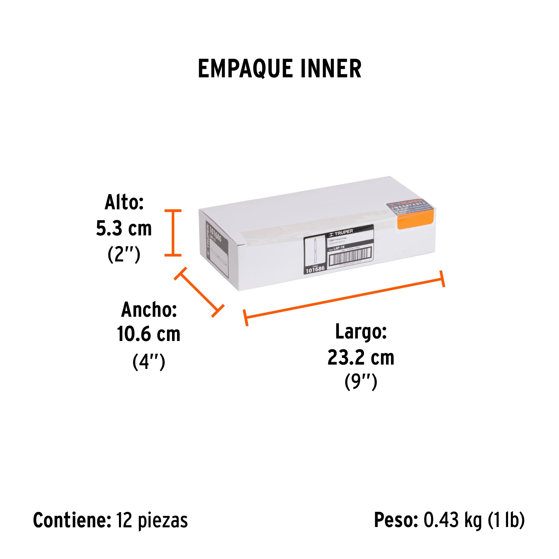 Lapiz de 18 cms para Carpintero Truper Blister con 2 Piezas