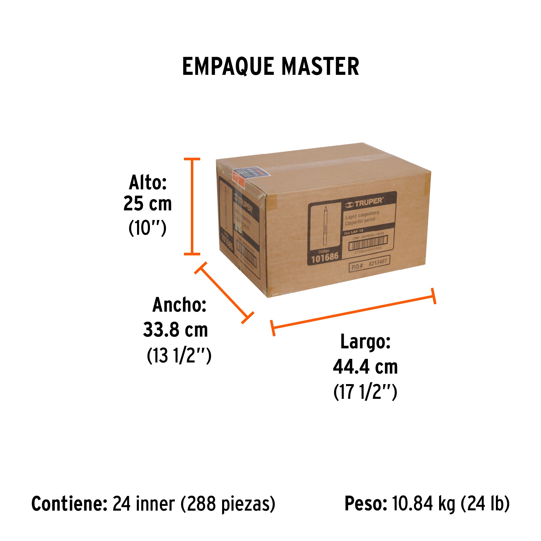 Lapiz de 18 cms para Carpintero Truper Blister con 2 Piezas