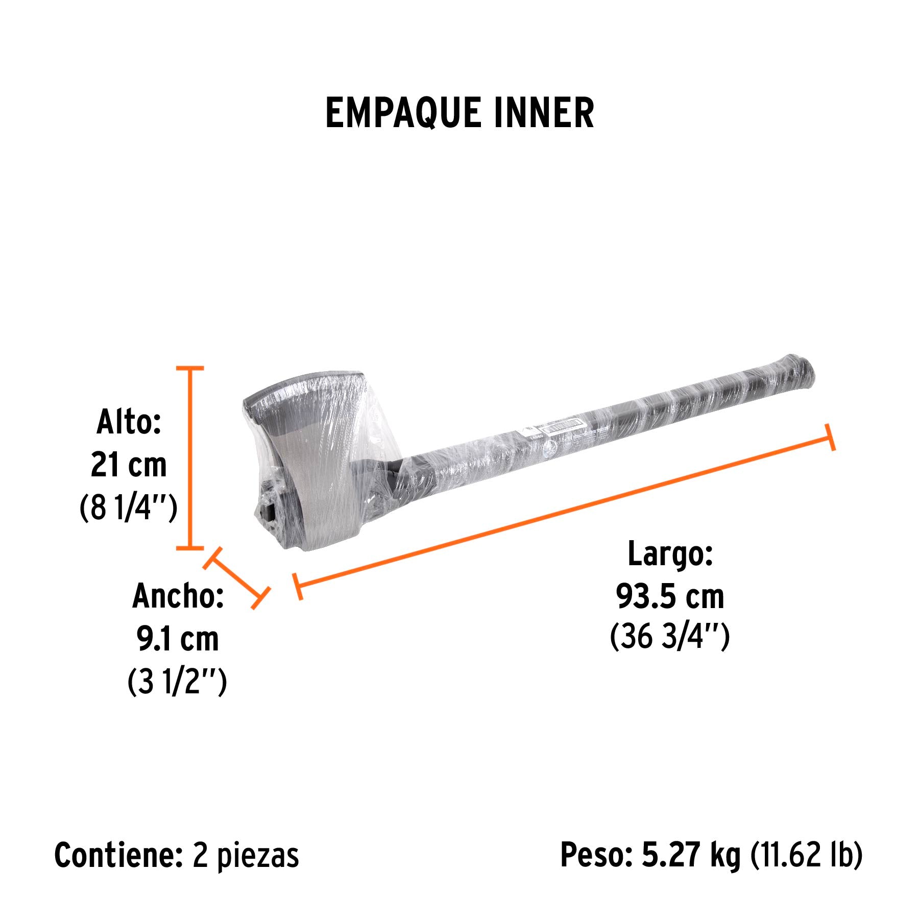 Hacha Labor Entera Mango Fibra de Vidrio 36" Truper 3-1/2 Lb