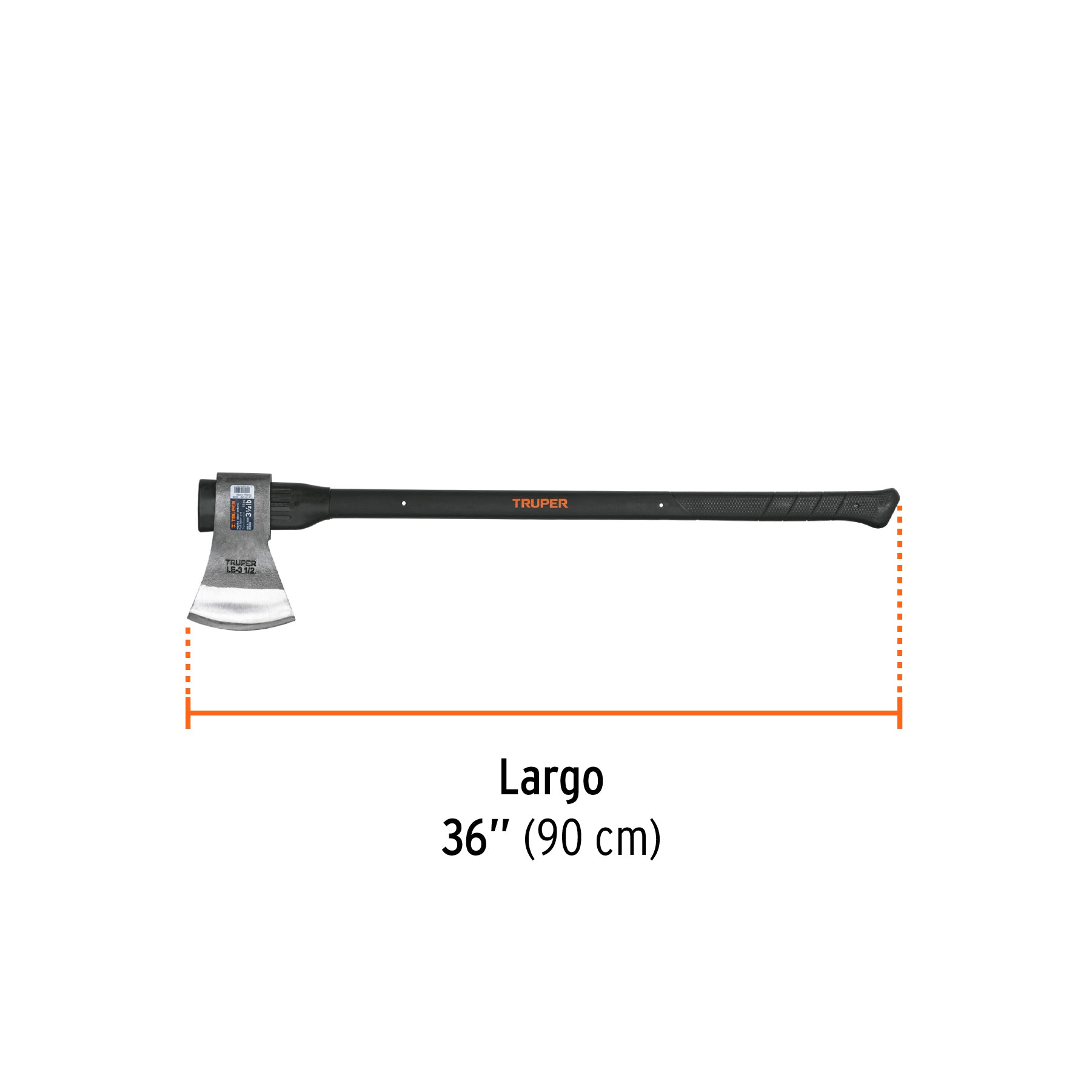 Hacha Labor Entera Mango Fibra de Vidrio 36" Truper 3-1/2 Lb