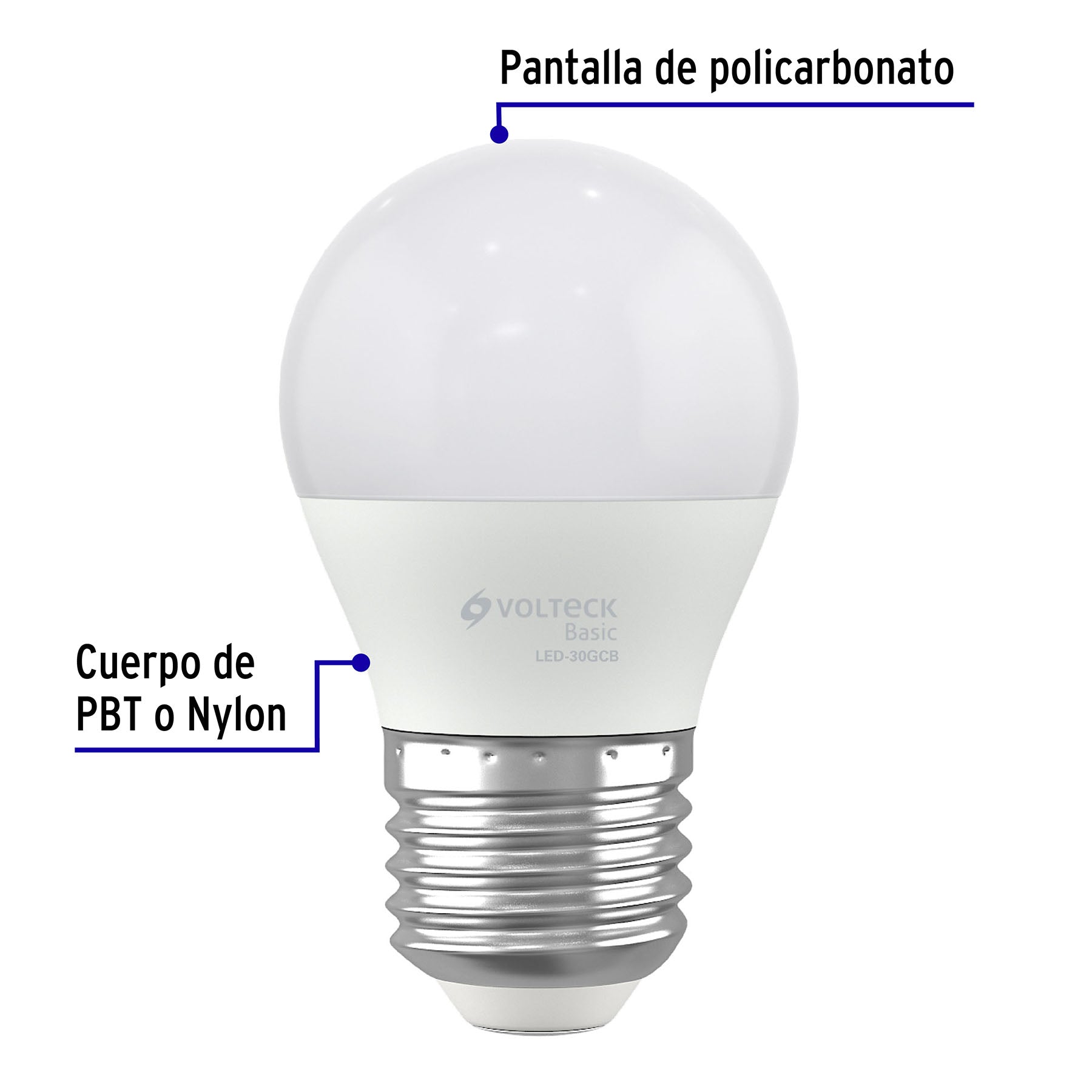 Foco LED Tipo Blubo G45 Base E27 de 3 Watts Calida Volteck