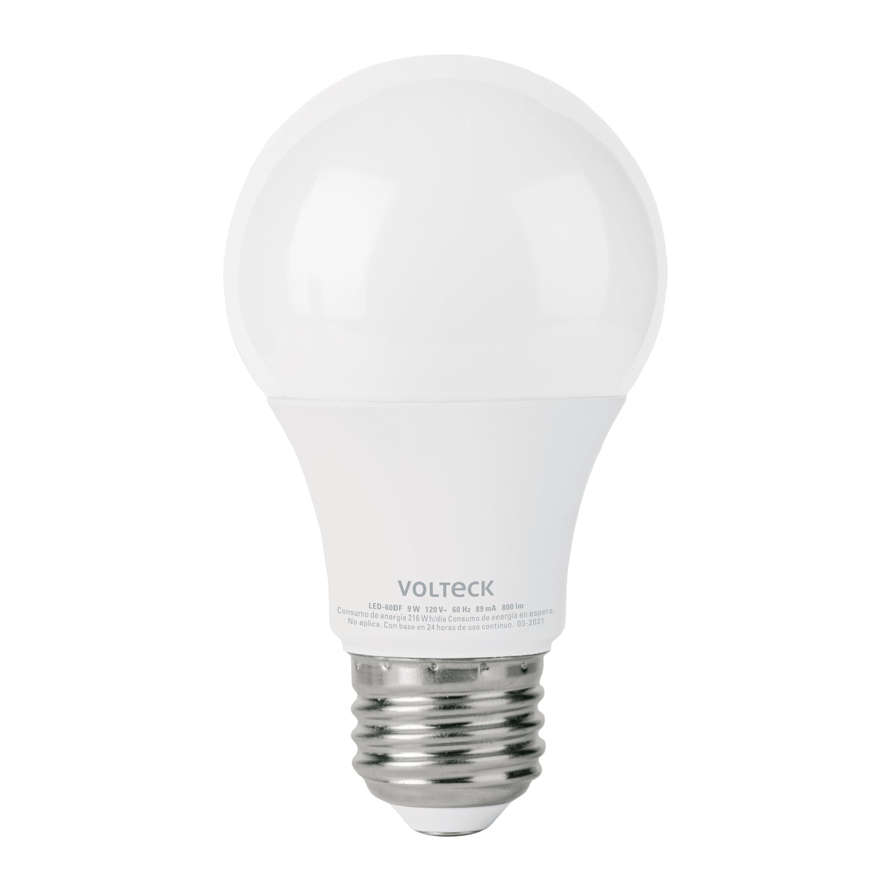 Foco LED Tipo Bulbo Atenuable 9 Watts A19 E27 Luz Blanca Volteck