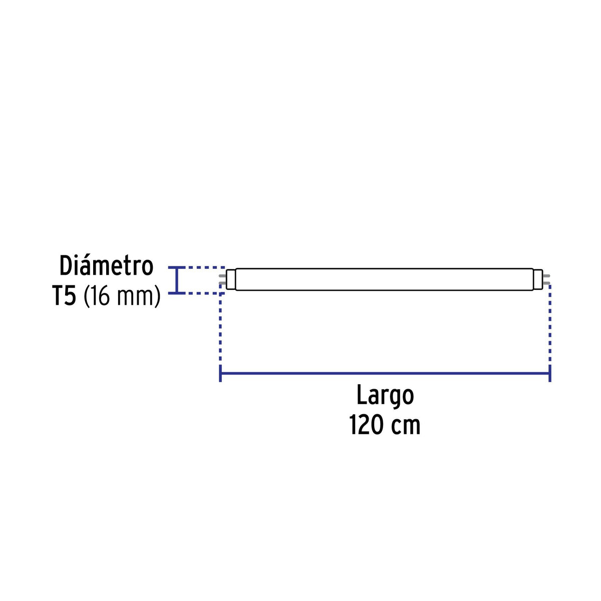 Tubo LED G5 T5 16 Watts Largo 120 cm VOLTECK Opalino 6,500K Blanca Fría