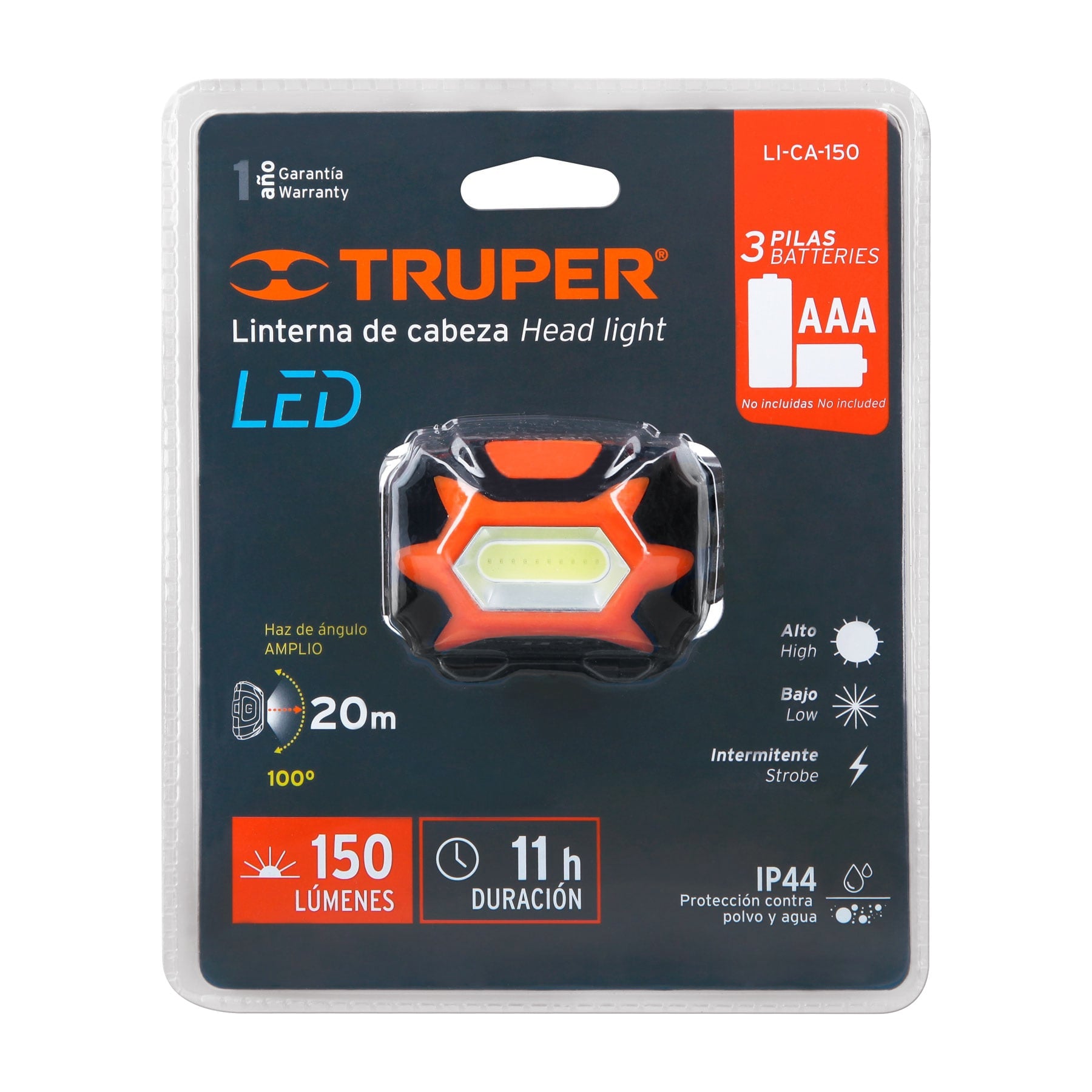 Linterna de Minero de Pilas 150 Lumenes Truper