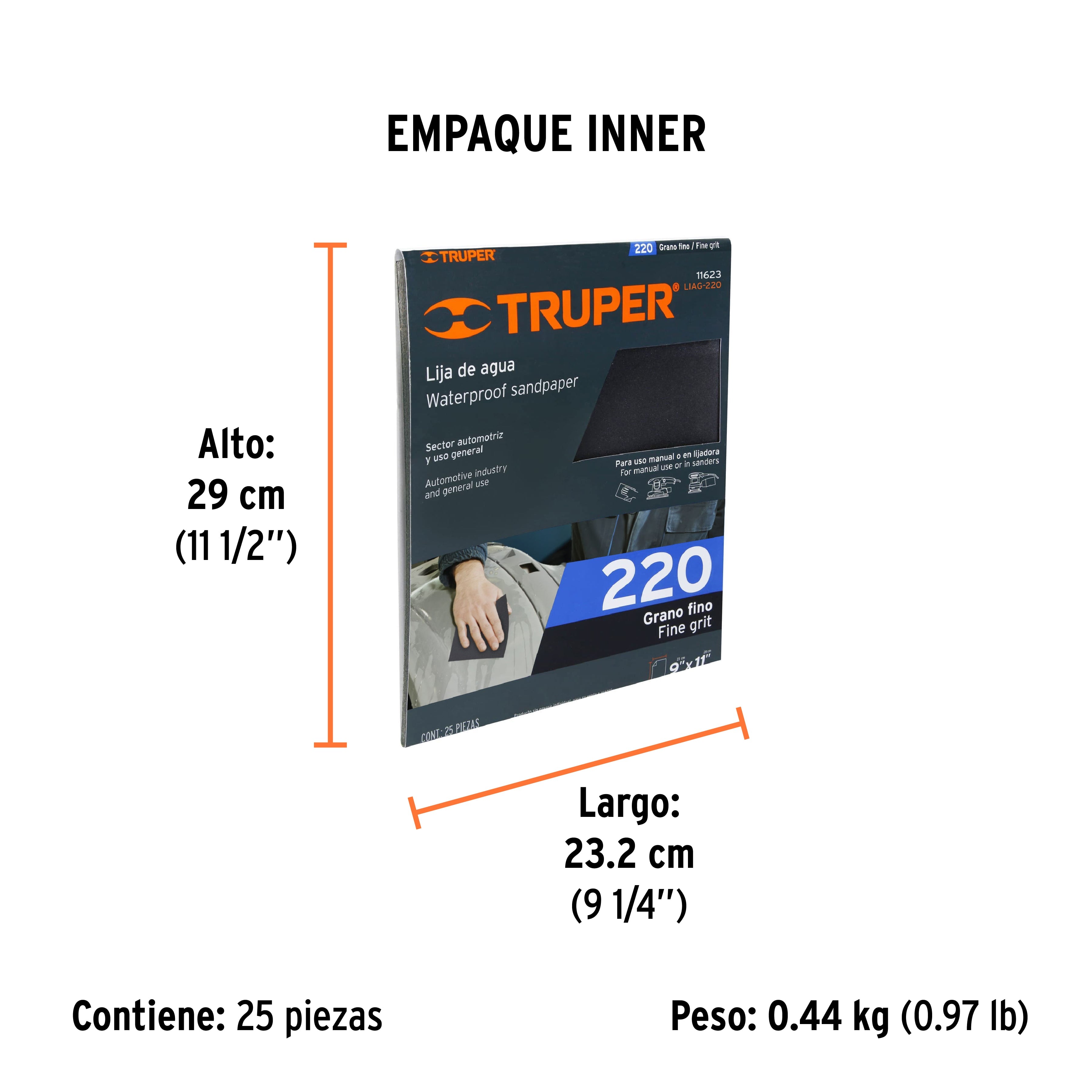 Lija de Agua Carburo de Silicio TRUPER Grano 220