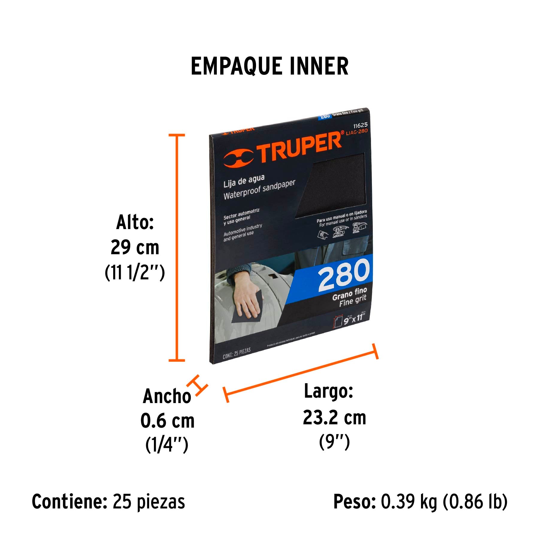 Lija de Agua Carburo de Silicio TRUPER Grano 280