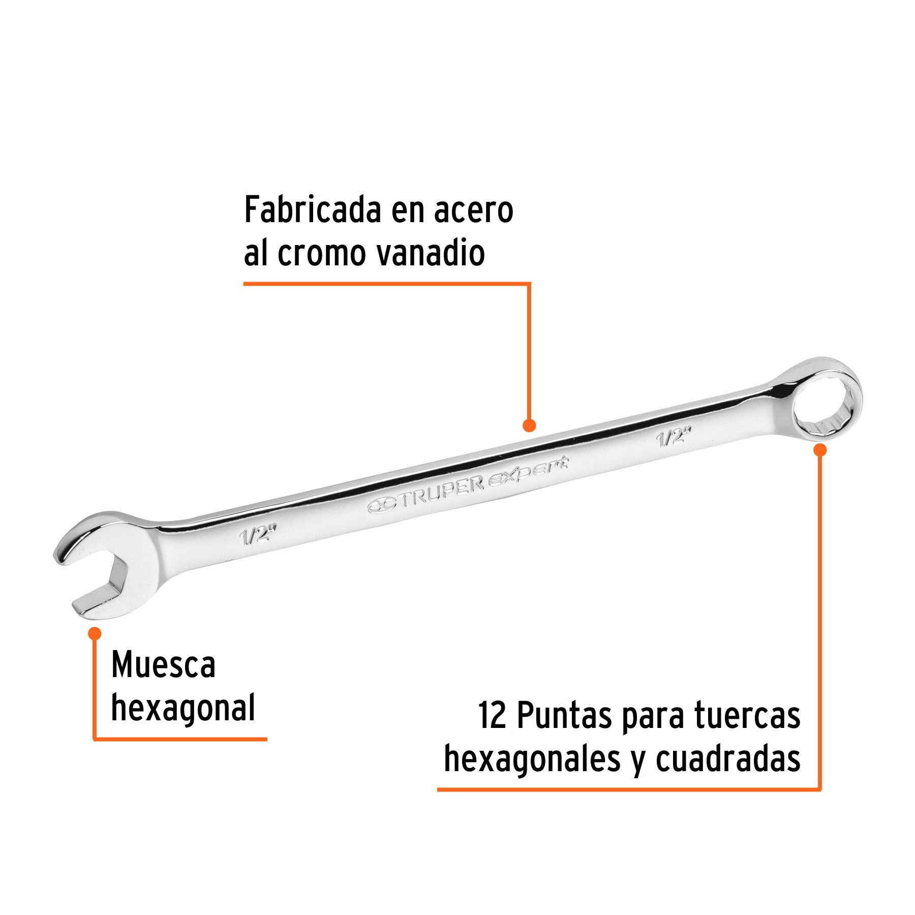 Llave Combinada Extralarga Estandar Truper Expert 1/2"