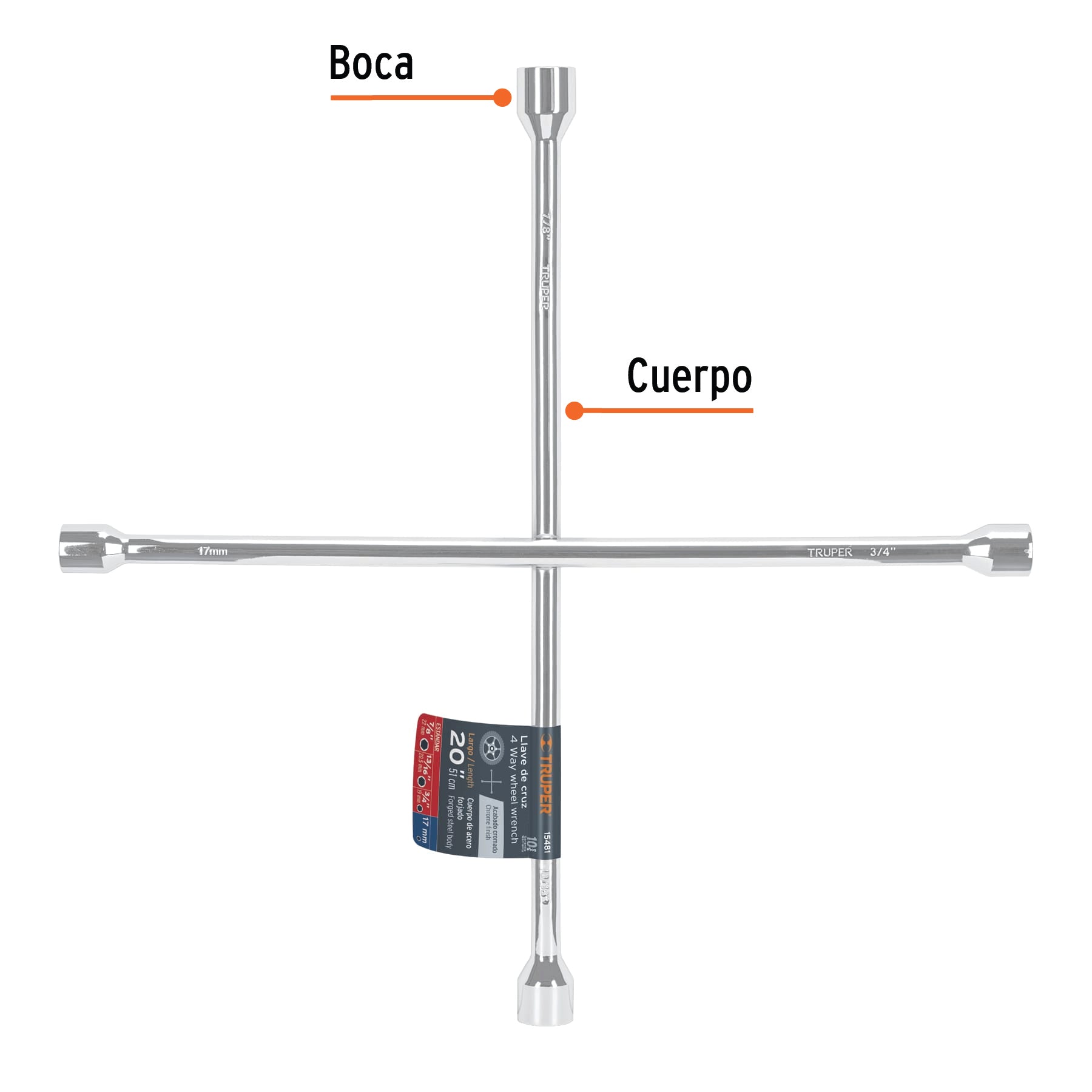 Llave de Cruz Cromada Truper 20"
