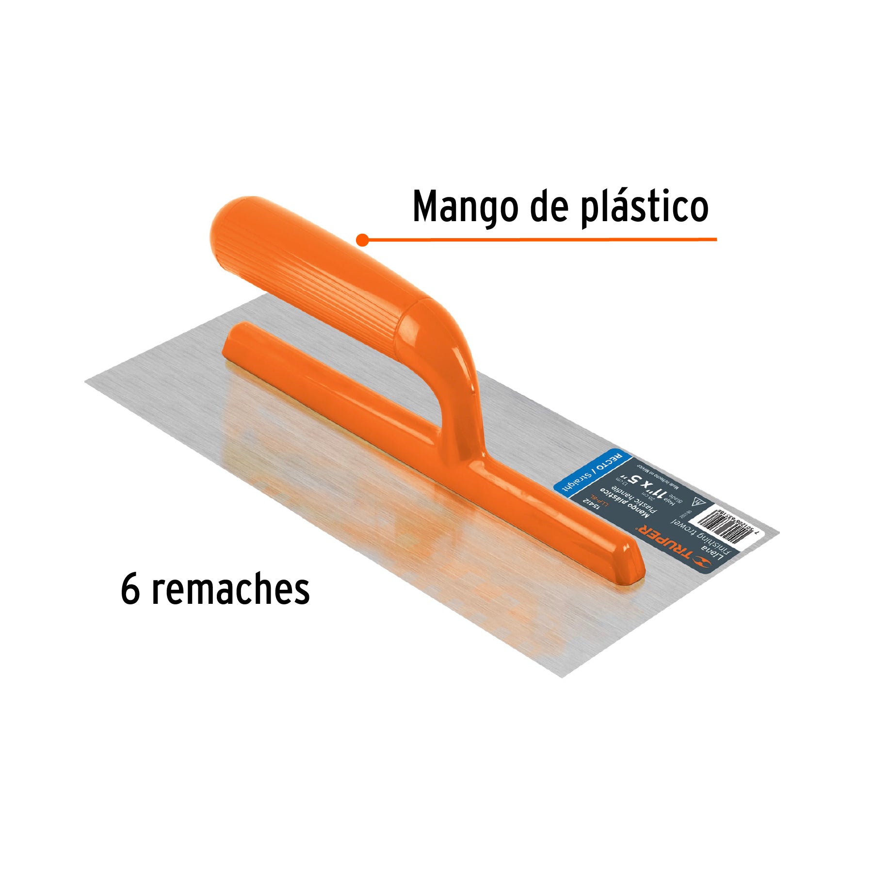 Llana 11" x 5" Mango de Plastico 6 Remaches Truper Lisa
