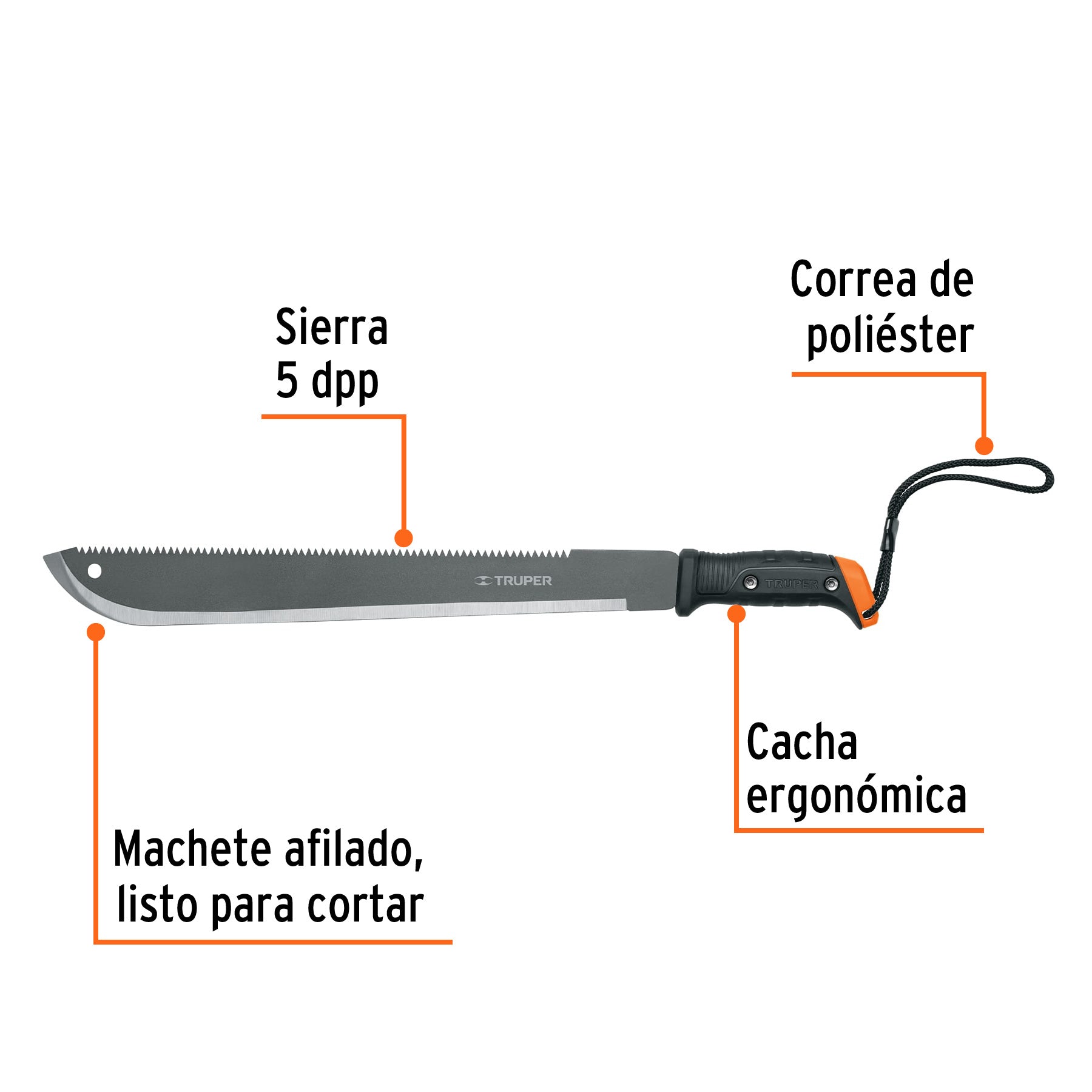 Machete Doble Filo 18" Cacha Atornillada Truper