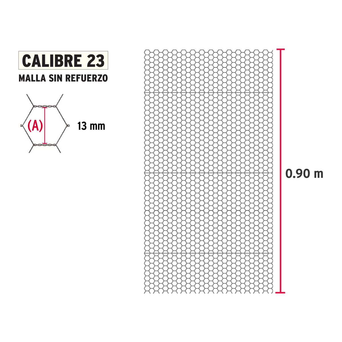 Malla Hexagonal Calibre 23 Abertura 13 mm Altura 0.90 Metros FIERO Rollo 45 Metros