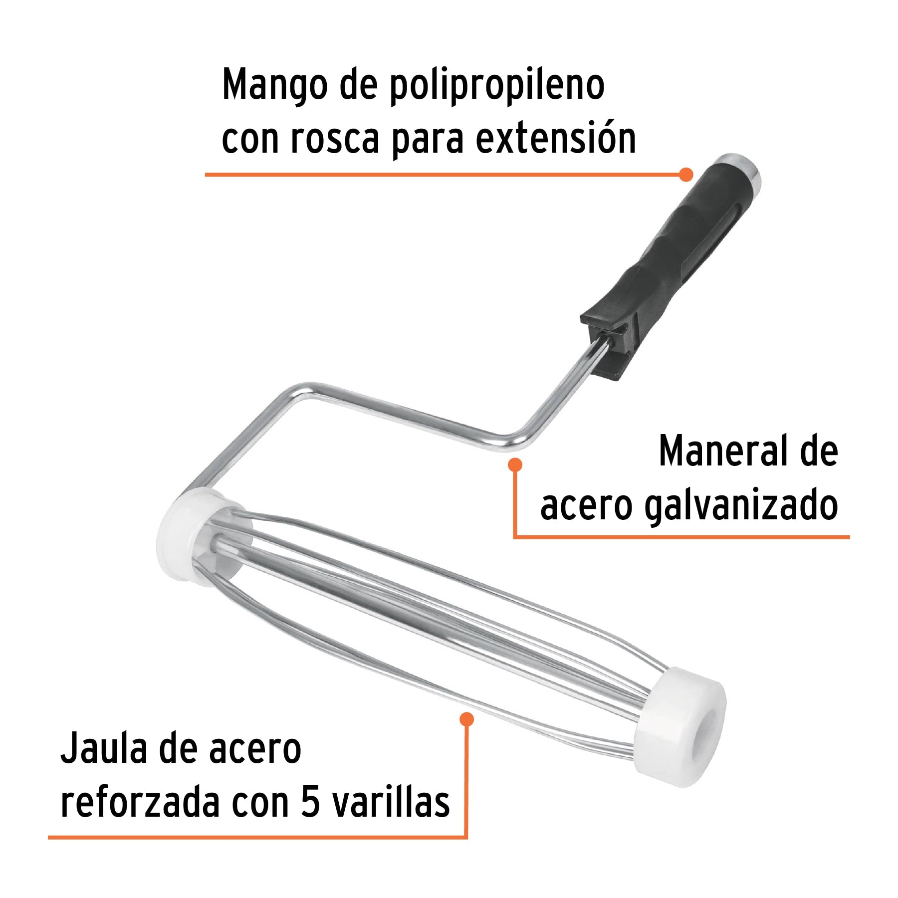 Maneral para Rodillo Reforzado con Jaula 9" Profesional Truper