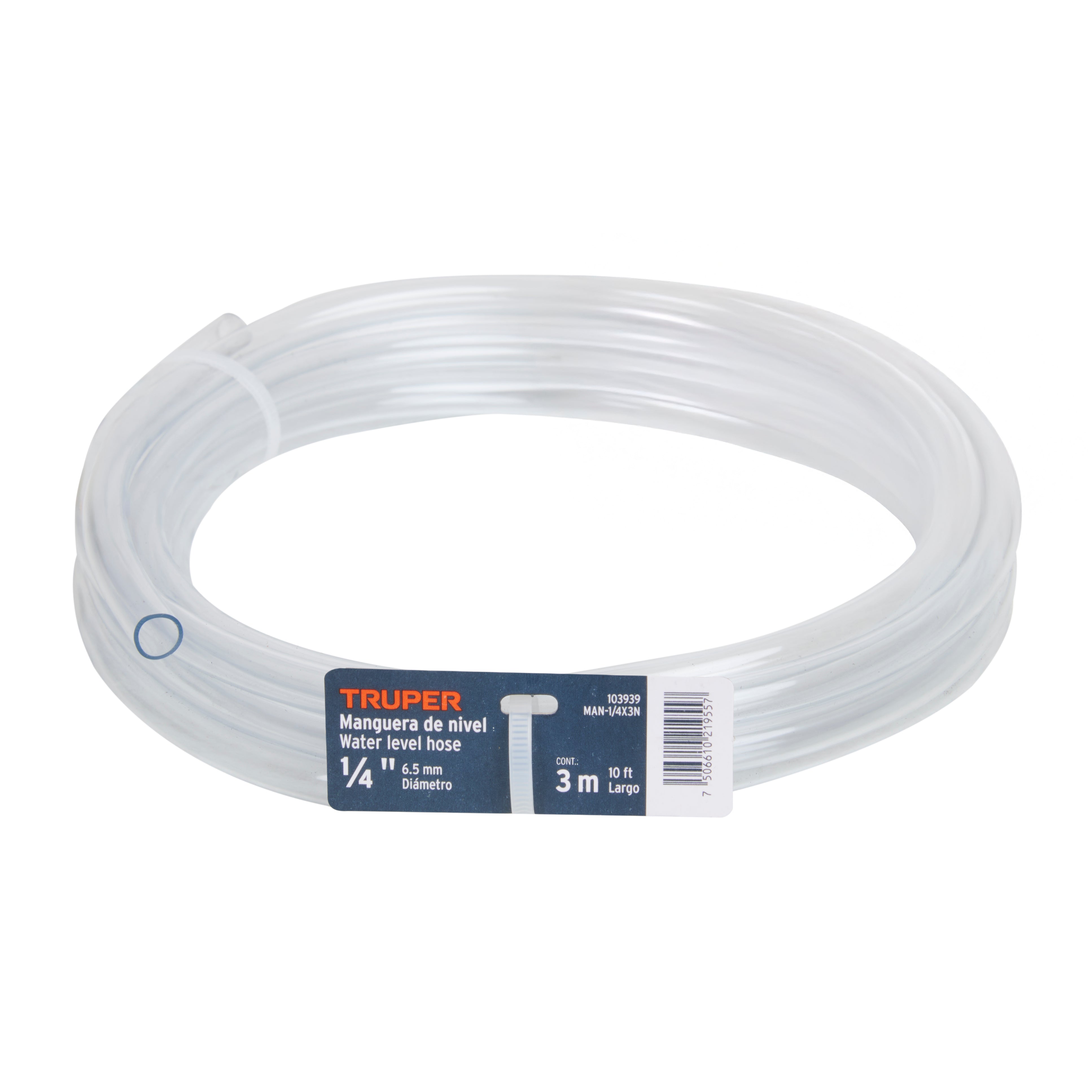 Manguera Transparente de Nivel Truper 1/4" (6.5 mm) Rollo 3 Metros