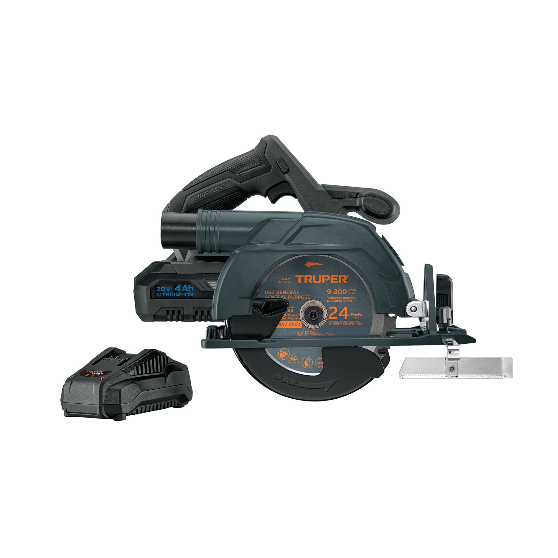 Sierra Circular Inalambrica 20 Volts 1 Bateria 6"1/2 Brushless Truper Max