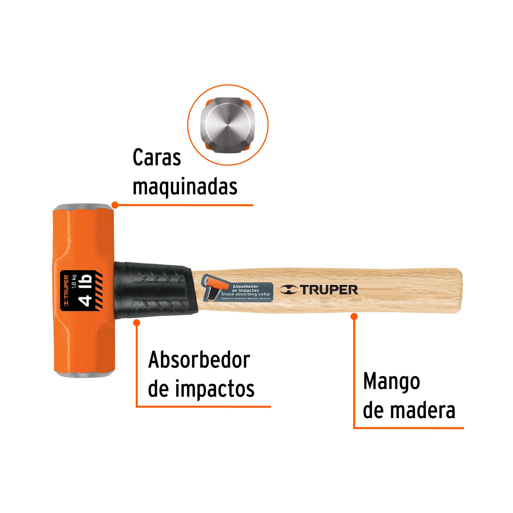 Marro Octagonal Mango Madera 12" Truper 4 Libras