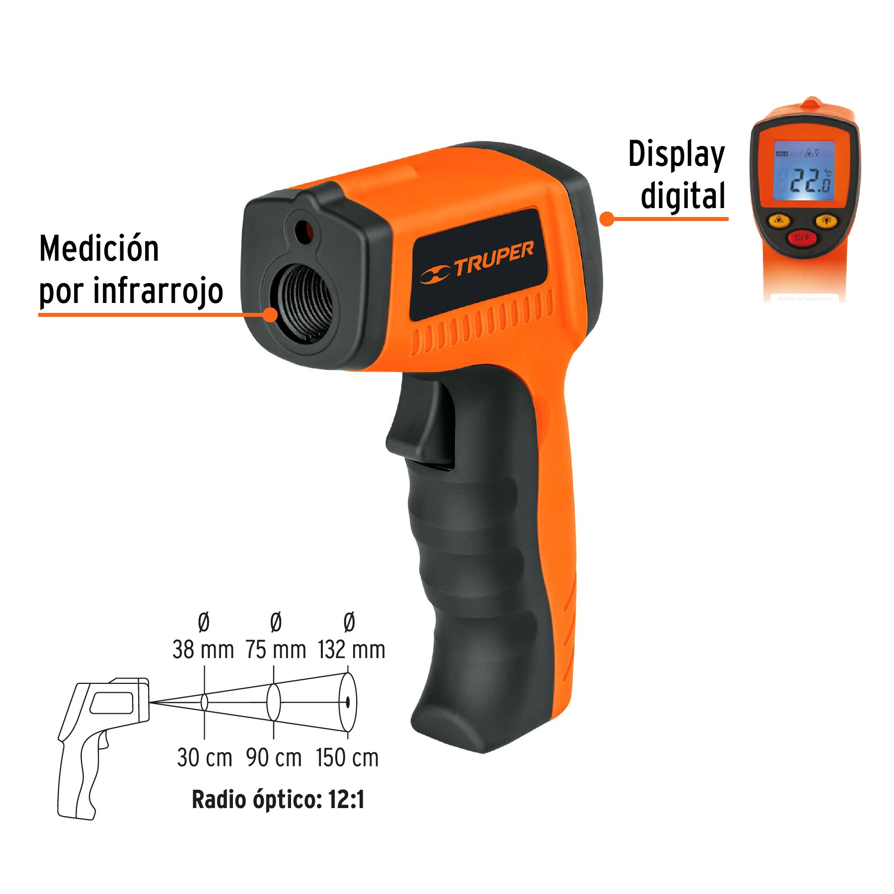 Medidor Laser de Temperatura de -50 °C a 500 °C Truper