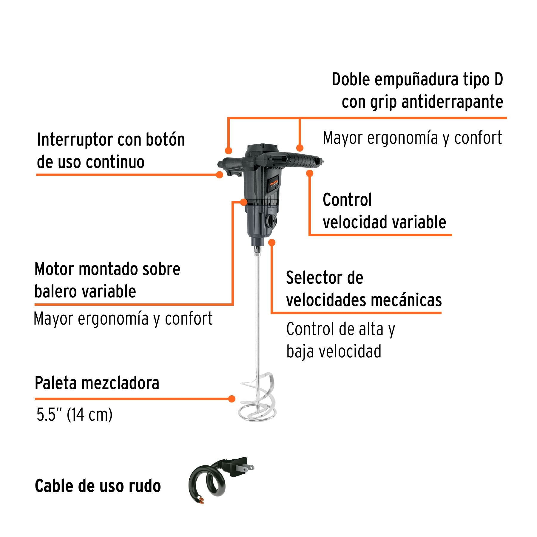 Mezcladora Electrica 1,500 Watts TRUPER INDUSTRIAL