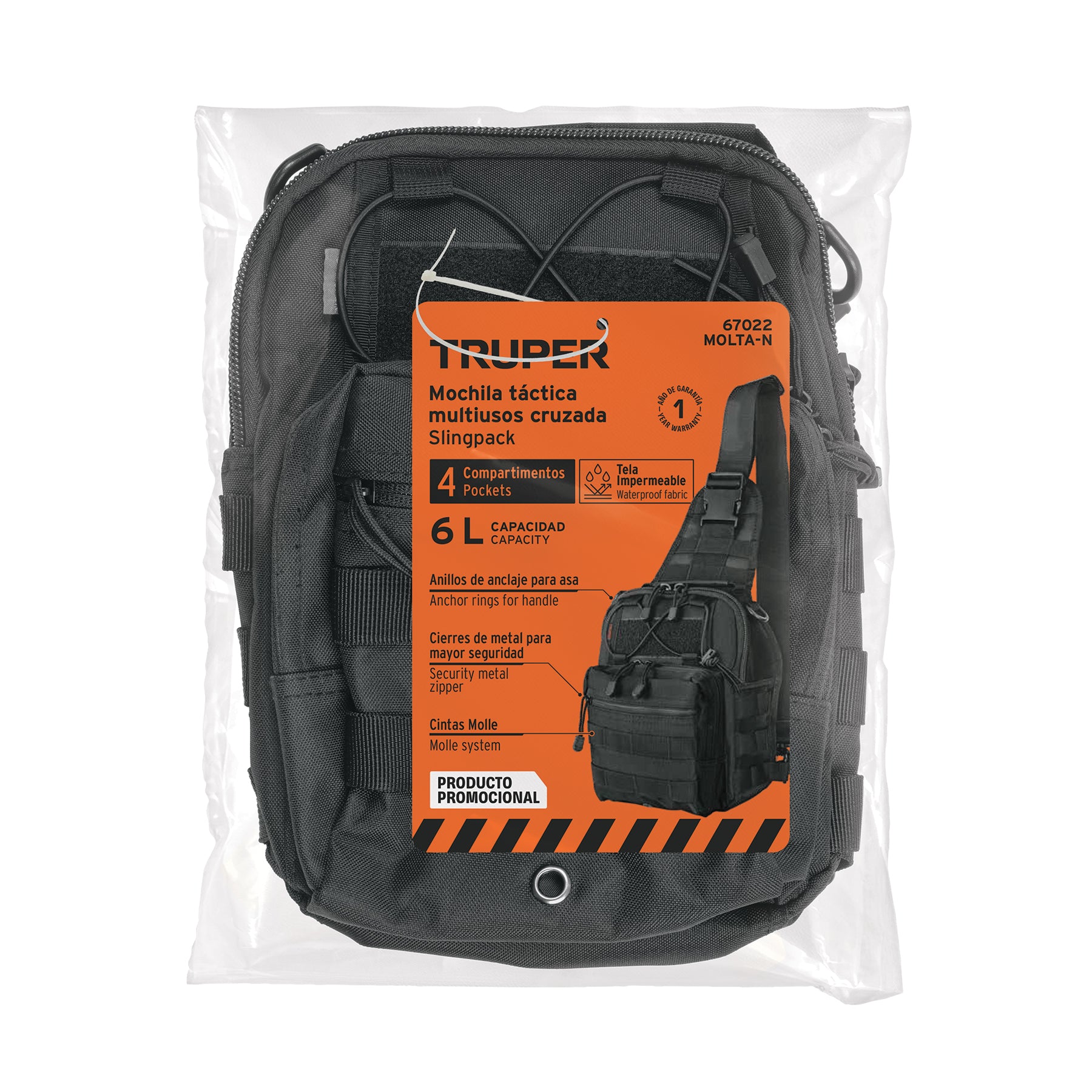 Mochila Táctica Multiusos Negra Truper