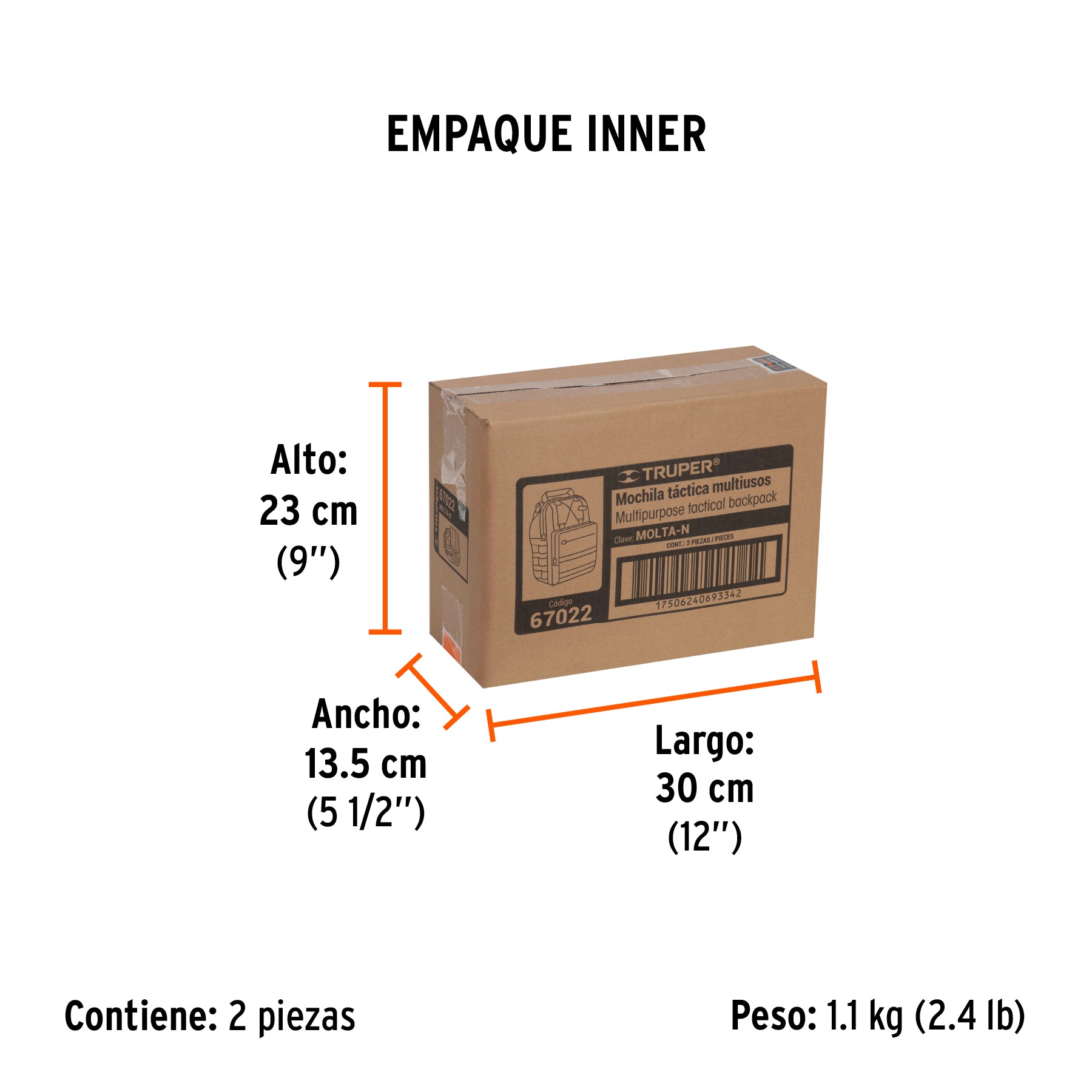 Mochila Táctica Multiusos Negra Truper