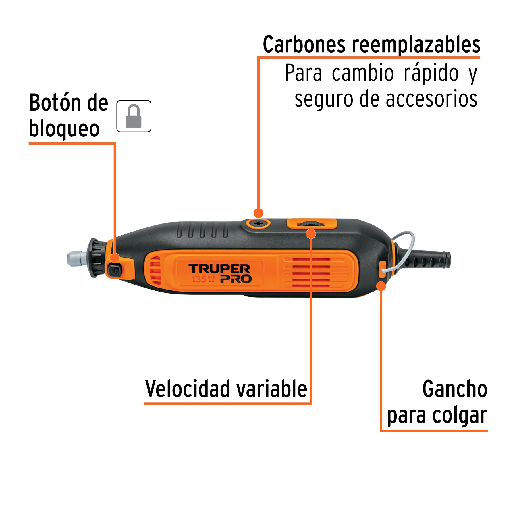 Moto Tool 135 Watts con Estuche TRUPER PRO