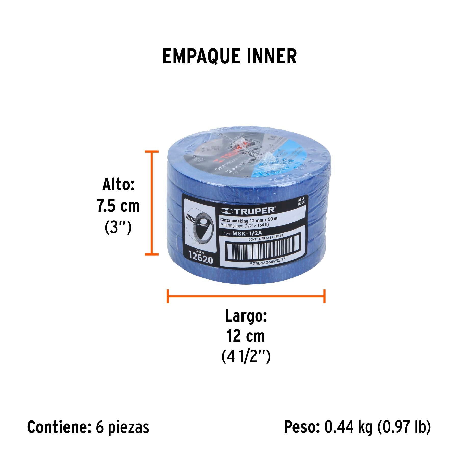 Masking Tape Color Azul Truper 12 mm X 50 mts