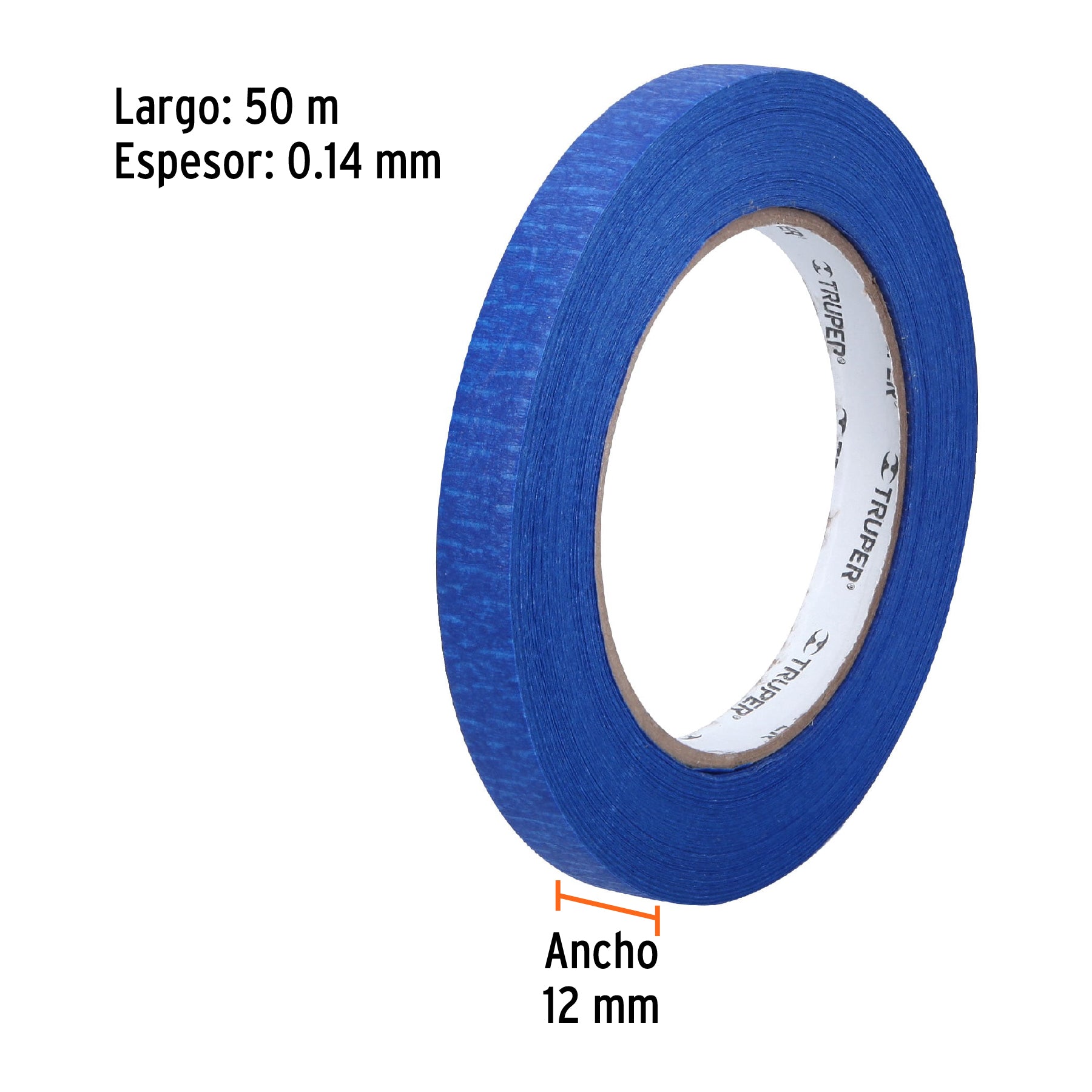 Masking Tape Color Azul Truper 12 mm X 50 mts